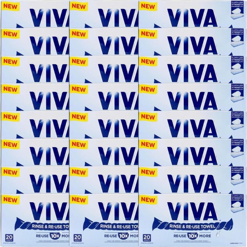 V563-9310088013849-24PCS-202506241242-00 480x Viva Paper Towel Rinse & Re-Use Towel Reusable 20 Sheets x 24 Packs Bulk Box - Image 1