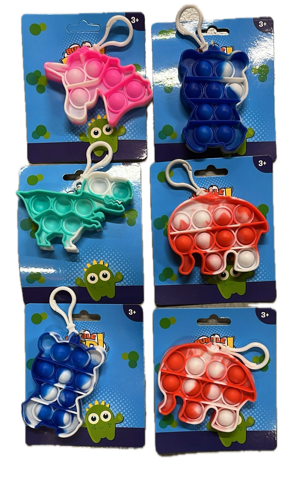 V563-9355394028798-226095-00 Push Bubble Pop It Fidget Keyring Squeeze Toy Sensory Silicone Stress Reliever - Image 1