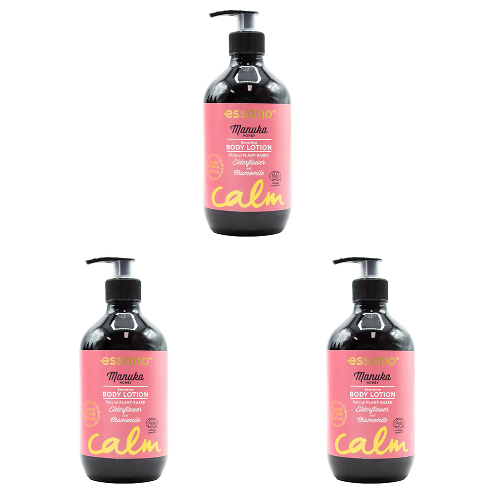V563-9421008703921-3PCS-217170-00 3x Essano 400ml Manuka Honey Sensitive Body Lotion Moisturiser - Image 1