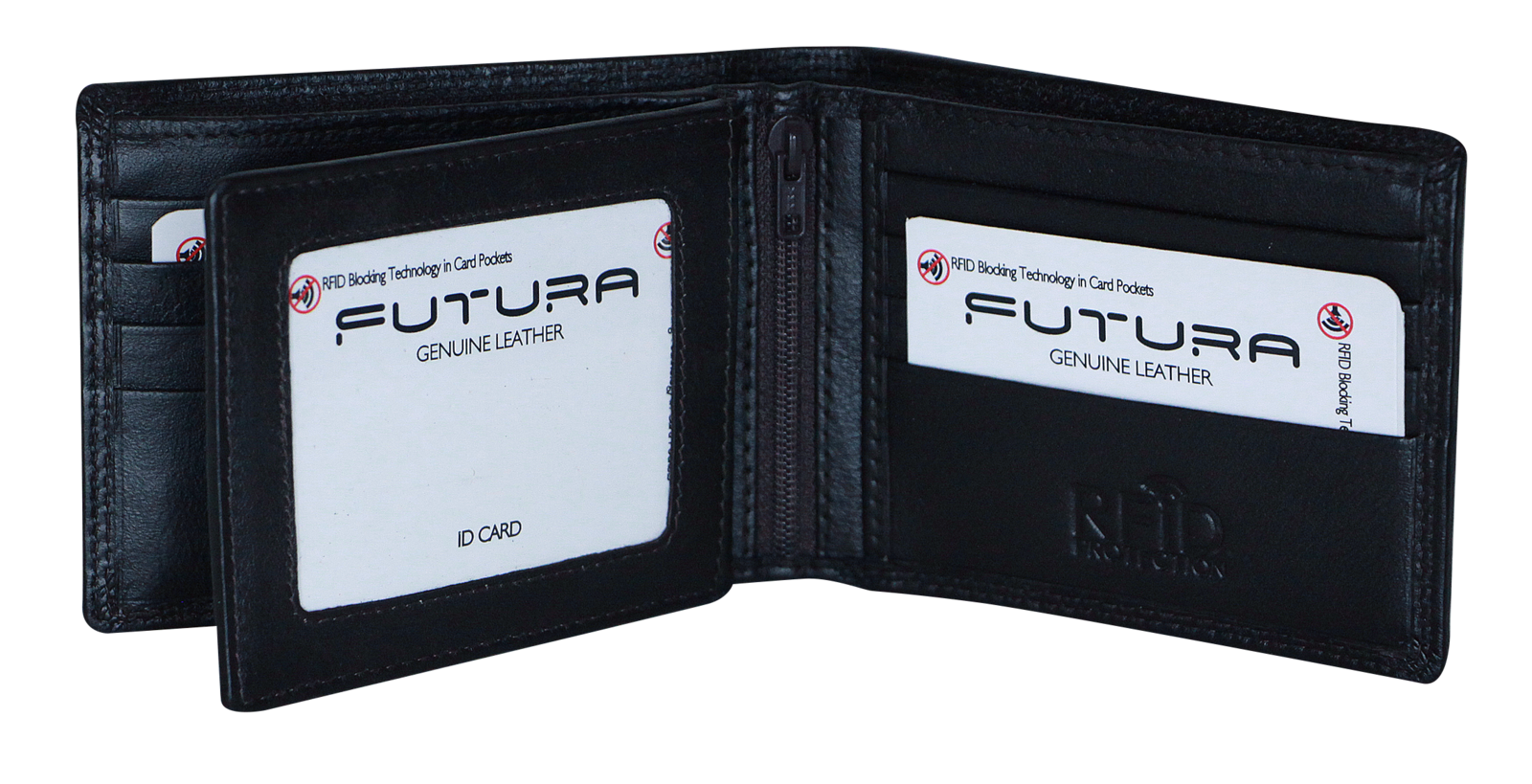 V563-A2008L-BLACK-167444-00 Futura Futura Mens Harrison RFID Genuine Leather Wallet - Black - Image 1
