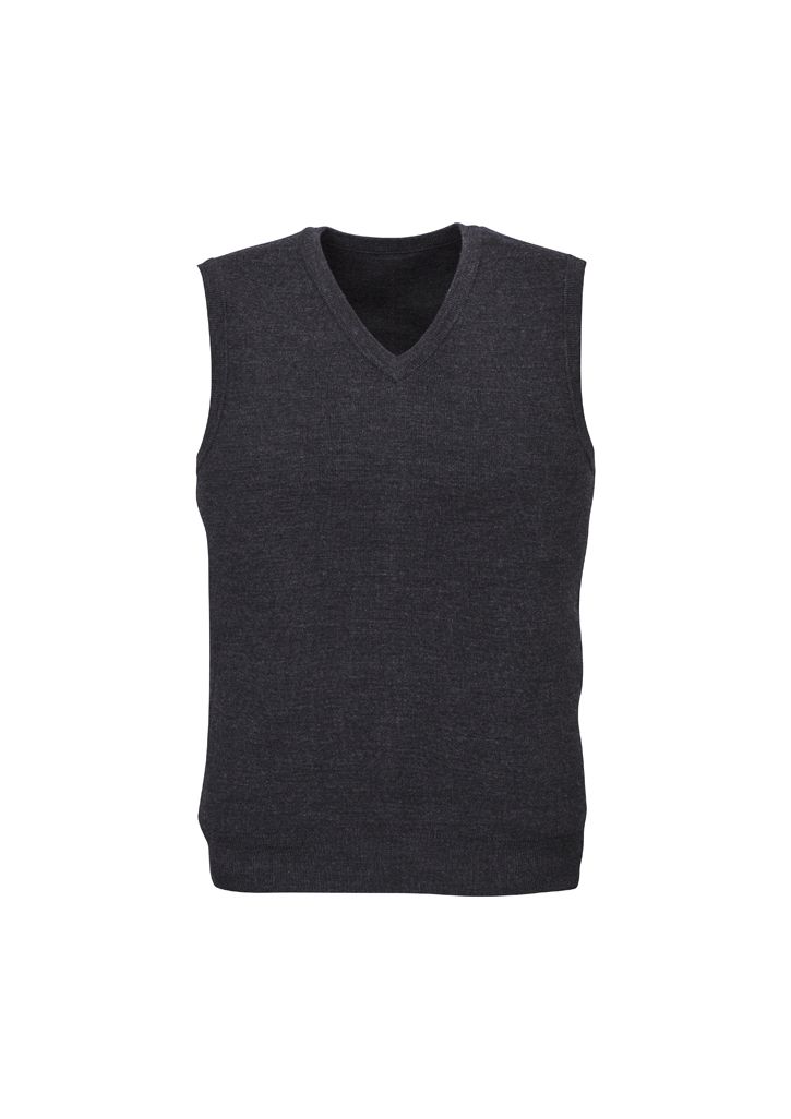 V563-A59523-CHARCL-XS-202503052210-00 Mens Wool Blend V Neck Vest Sleeveless Double Knit - Charcoal - X-Small - Image 1