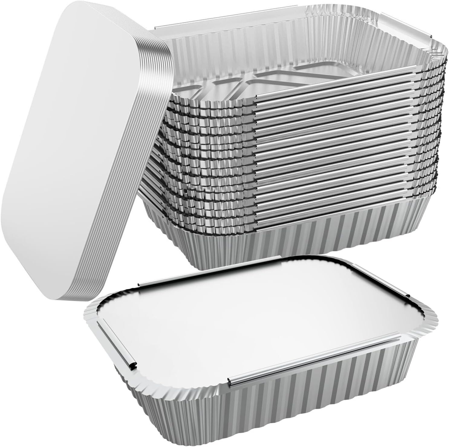 V563-AF2011-6L-24PK-202505231032-00 144x Aluminium Disposable Foil Food Container Trays Pans w/ Lids Covers Bulk 20x11x5cm - Image 1