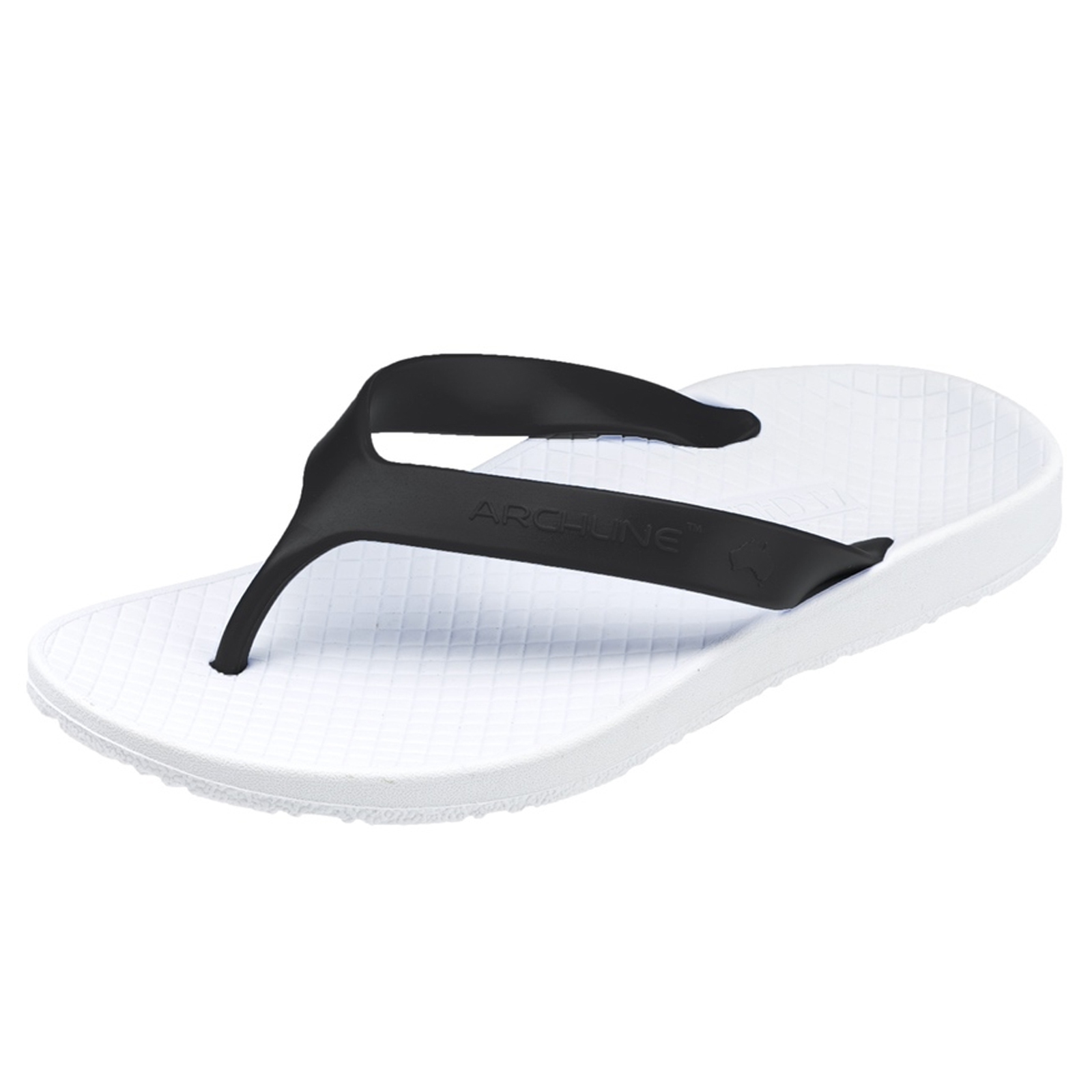 V563-ARCHLINE-THNGS-WH-BLK-34-202507251215-00 ARCHLINE Orthotic Thongs Arch Support Shoes Footwear Flip Flops Orthopedic - White/Black - EUR 34 - Image 1