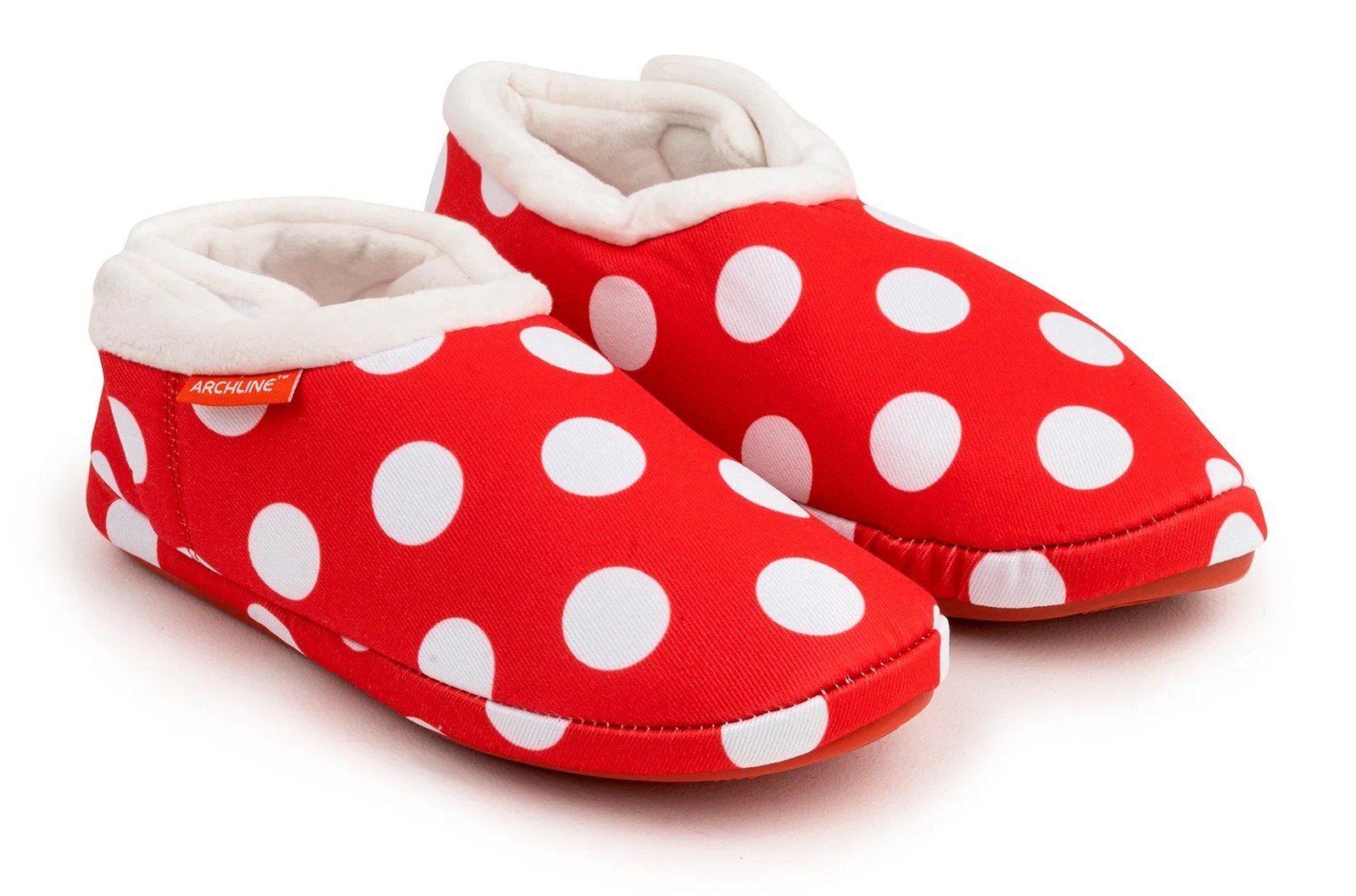 V563-AS501-35-202503052240-00 ARCHLINE Orthotic Slippers CLOSED Back Scuffs Moccasins Pain Relief - Red Polka Dots - EUR 35 (Womens 4 US) - Image 1