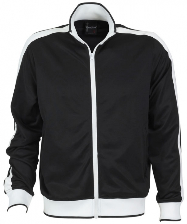 V563-B29-BKWH-L-149490-00 Identitee Mens Varsity Track Top Jacket Tracksuit Warm Winter Jumper Long Sleeve - Black/White - L - Image 1