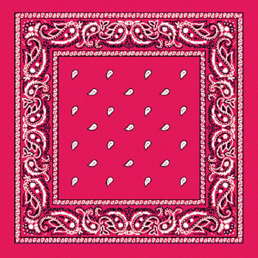 V563-BANDANA-HTPNK-202503051415-00 BANDANA Paisley 100% COTTON Head Wrap Durag Bandanna Summer Biker Scarf Mask - Hot Pink - Image 1