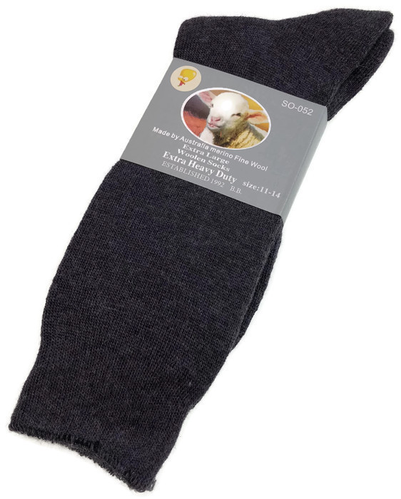 V563-BB-1MWSOX-CH-11_14-202503051740-00 1 Pair Merino Wool Blend Woolen Work Socks Hiking Heavy Duty Warm Winter Thermal - Charcoal - 11-14 - Image 1