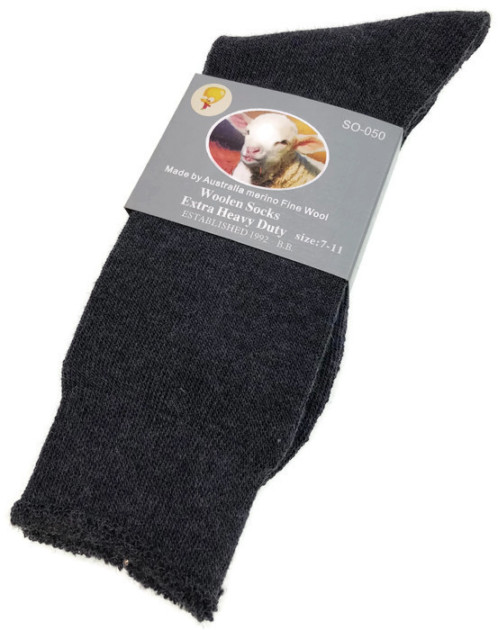 V563-BB-1MWSOX-CH-7_11-202503051736-00 1 Pair Merino Wool Blend Woolen Work Socks Hiking Heavy Duty Warm Winter Thermal - Charcoal - 7-11 - Image 1