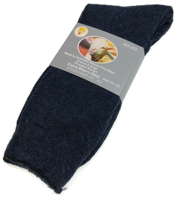 V563-BB-1MWSOX-NVY-11_14-202503051740-00 1 Pair Merino Wool Blend Woolen Work Socks Hiking Heavy Duty Warm Winter Thermal - Navy - 11-14 - Image 1