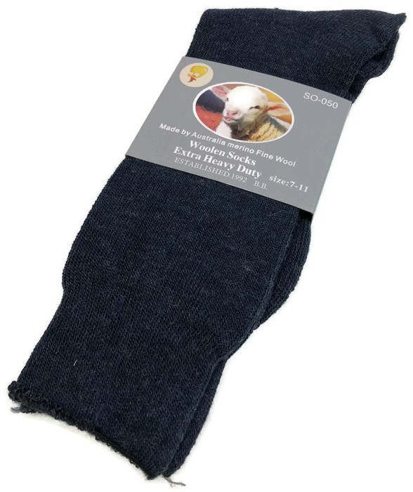 V563-BB-1MWSOX-NVY-7_11-202503051740-00 1 Pair Merino Wool Blend Woolen Work Socks Hiking Heavy Duty Warm Winter Thermal - Navy - 7-11 - Image 1