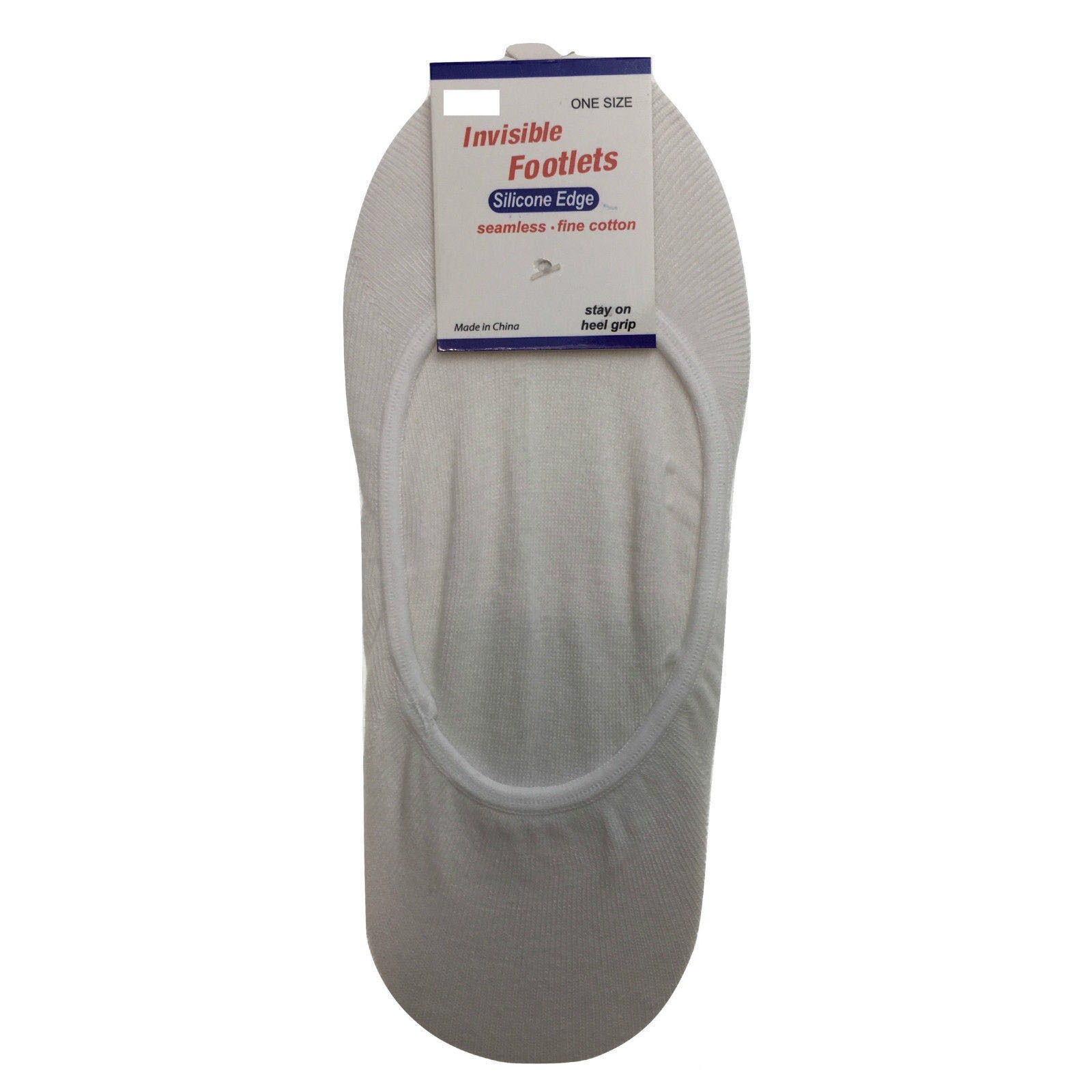 V563-BR-1NSHOWCTNSOX-WHT-6_11-202503051841-00 1x NO SHOW COTTON SOCKS Non Slip Heel Grip Low Cut Invisible Footlet Seamless - White - 6-11 - Image 1
