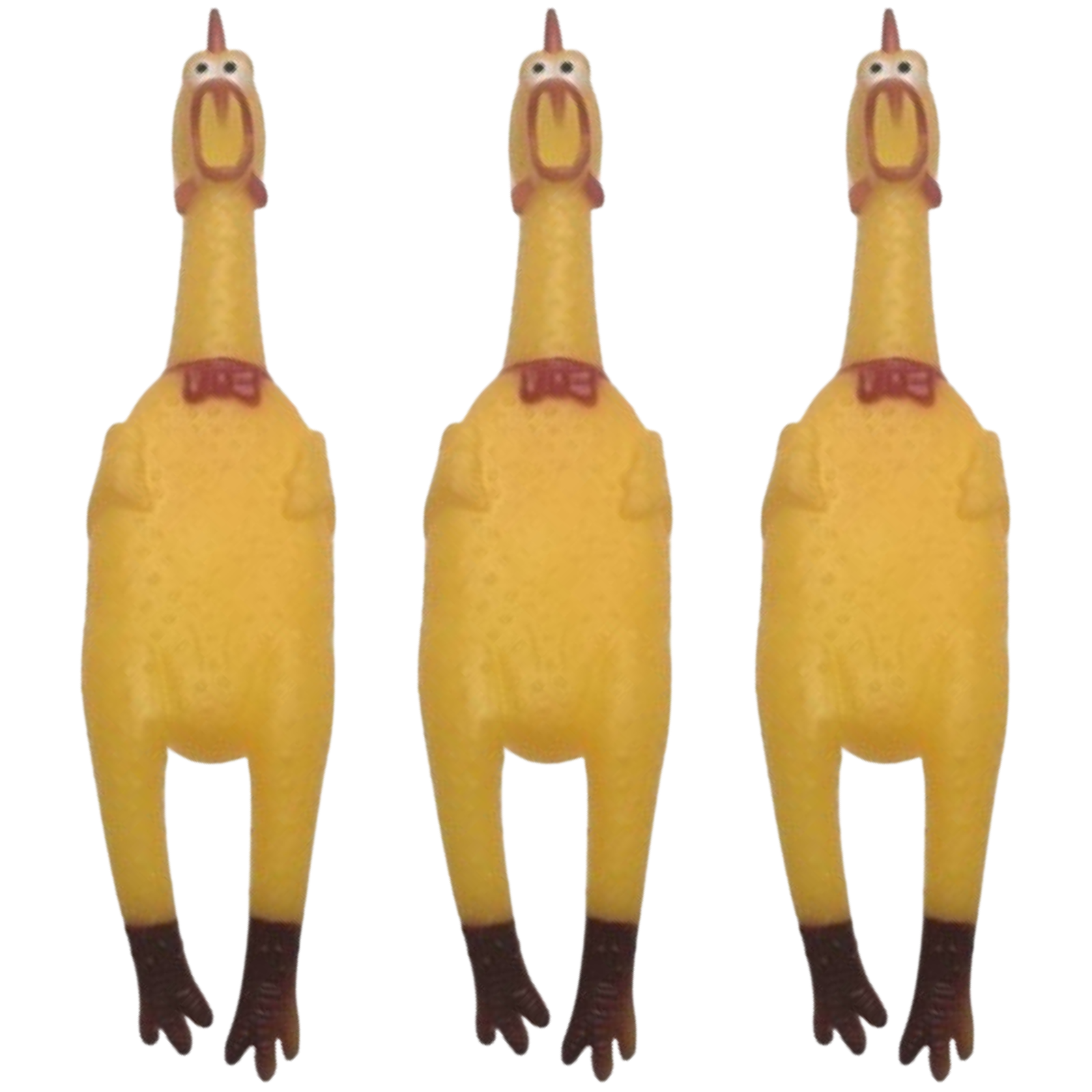 V563-BR-3SCHICK-DOGCHEW-184473-00 3x SHRILLING CHICKEN Dog Chew Screaming Toy Squeeze Sound Funny Rubber Pet BULK - Image 1