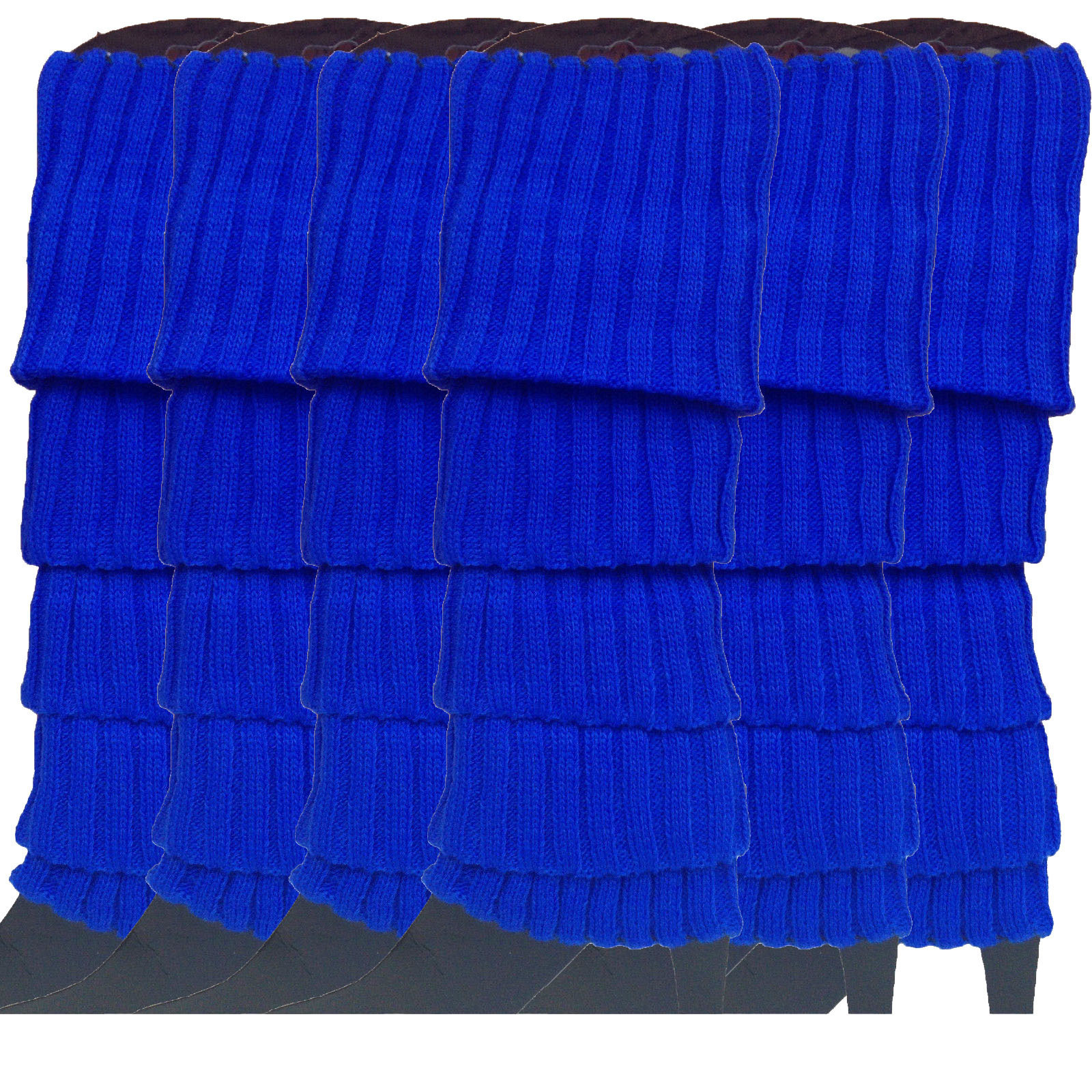 V563-BR-6LEGWARMRS-BLU-202506190511-00 6x Womens Leg Warmers Disco Winter Knit Dance Party Crochet Legging Socks Costume - Blue - Image 1