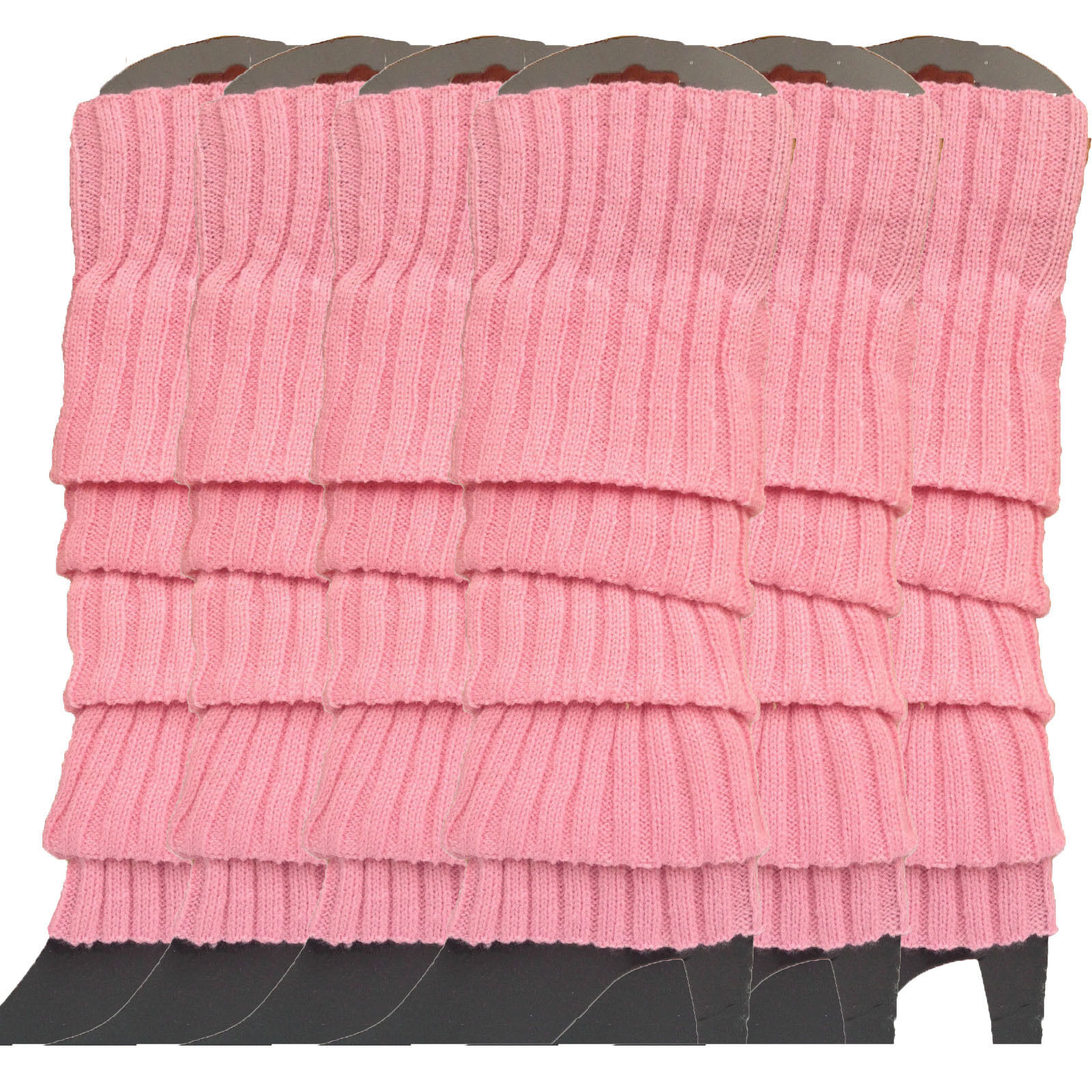 V563-BR-6LEGWARMRS-LHTPNK-202506192011-00 6x Womens Leg Warmers Disco Winter Knit Dance Party Crochet Legging Socks Costume - Light Pink - Image 1