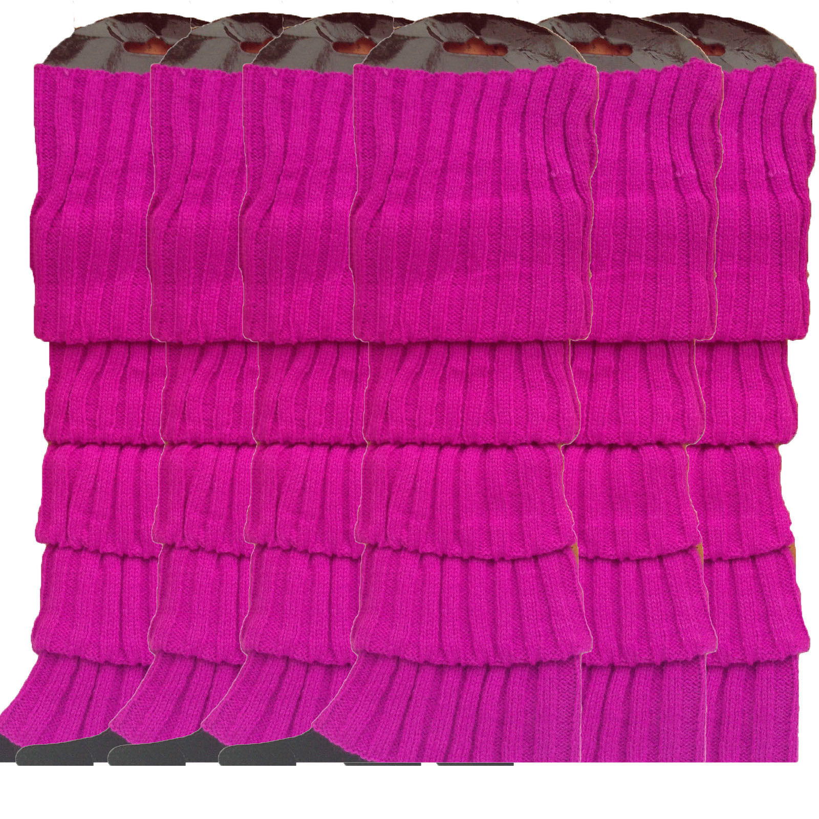 V563-BR-6LEGWARMRS-PUR-202506190510-00 6x Womens Leg Warmers Disco Winter Knit Dance Party Crochet Legging Socks Costume - Purple - Image 1