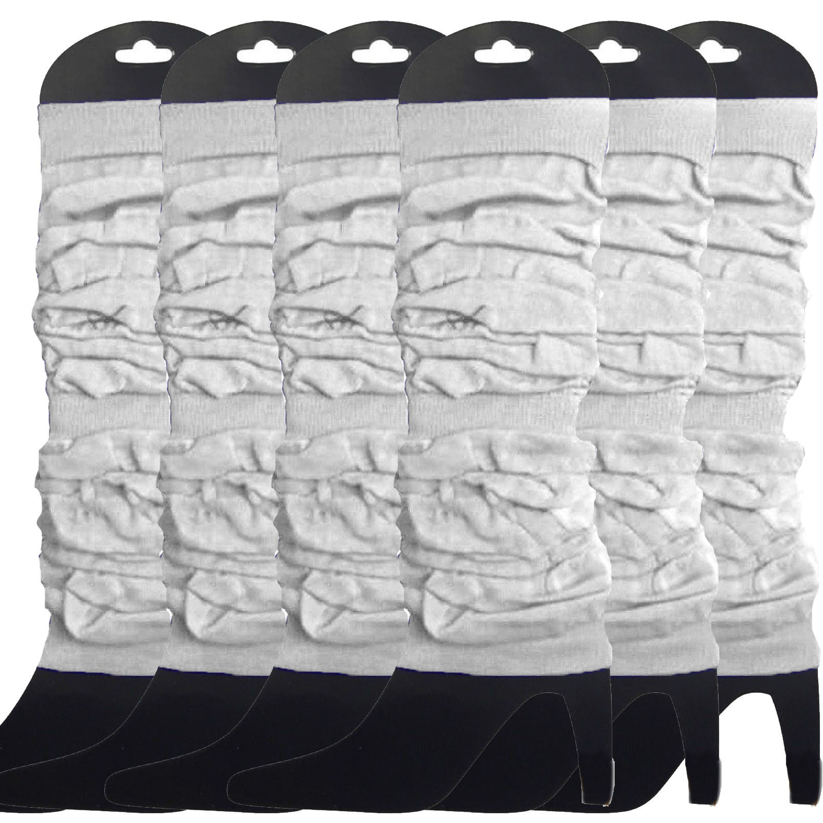 V563-BR-6NNLEGWRMR-WHT-202506190452-00 6x LEG WARMERS Knitted Womens Neon Party Knit Ankle Fluro Dance Costume 80s BULK - White - Image 1