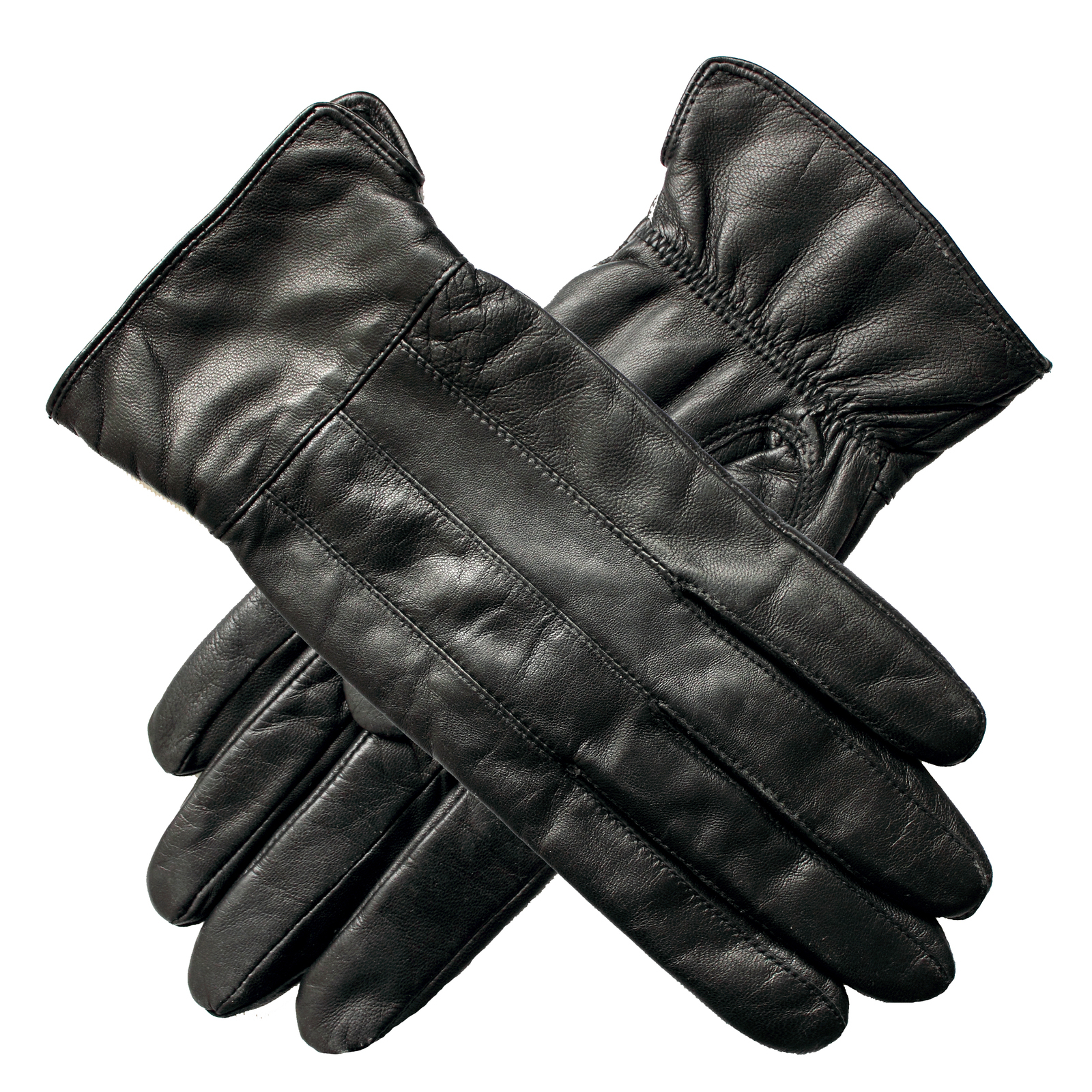 V563-BR-77-0004-BLK-M-202505081526-00 Ladies Genuine Sheepskin Leather Gloves Fleece Lined Warm Winter Womens in Black - M - Image 1