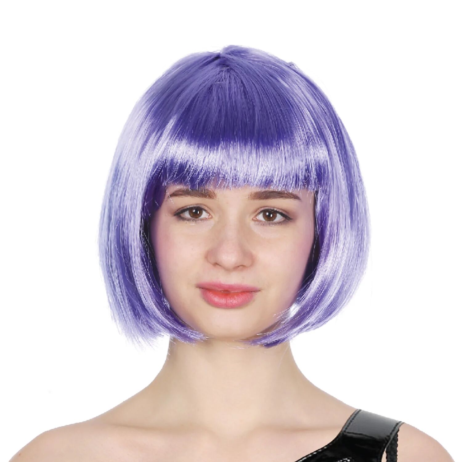 V563-BR-BOBW-PUR-202504071437-00 Bob Wig Costume Short Straight Fringe Cosplay Party Full Hair Womens Fancy Dress - Purple - Image 1