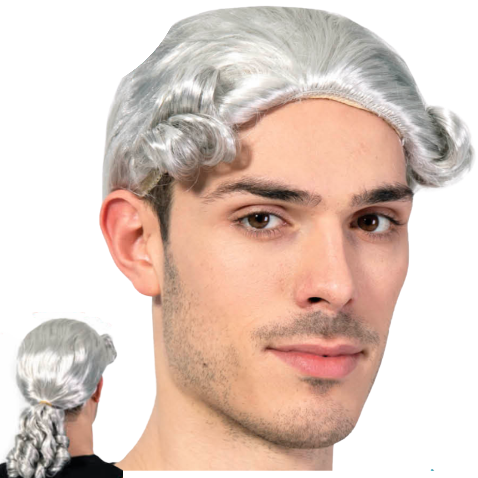 V563-BR-COLWIG-185610-00 Colonial Wig Judge White Costume Halloween Party Fancy Royal Lawyer Dress - Image 1