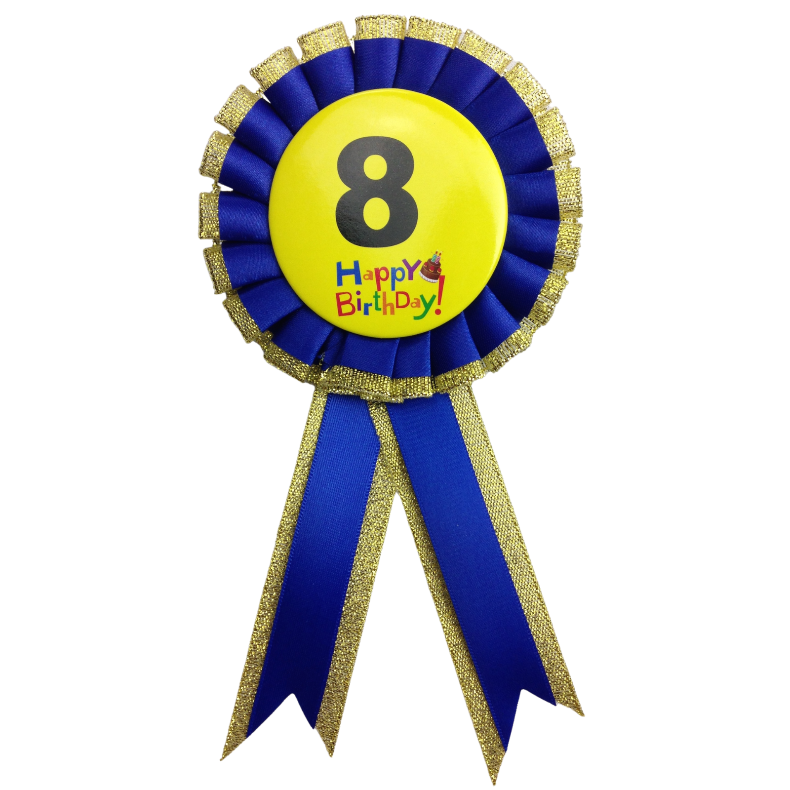 V563-BR-FANCYDRESBADGE-8BLU-202503051657-00 BIRTHDAY BADGE Party Favour Award Rosette Fancy Dress Girls Boys Childrens Kids - - Image 1