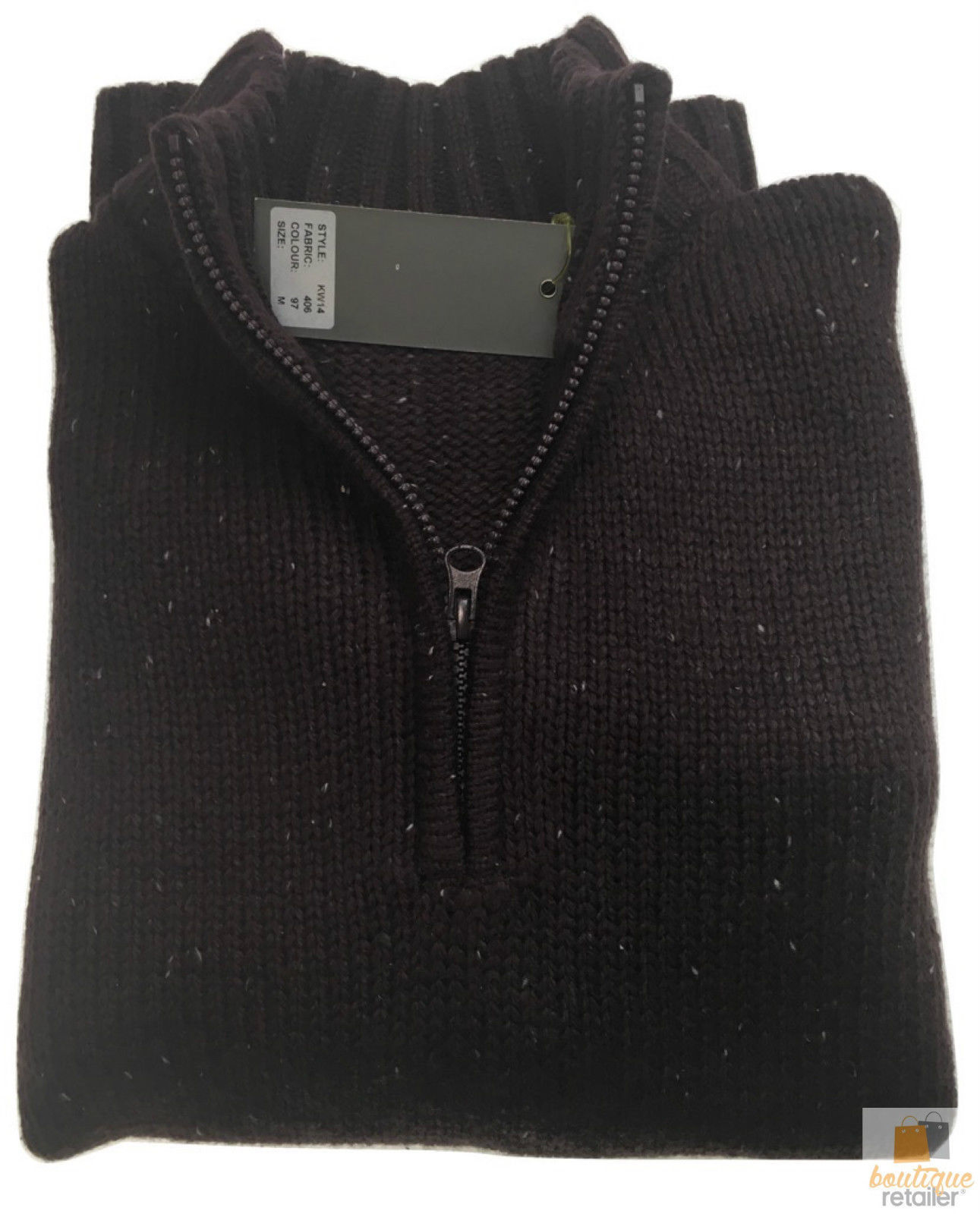 V563-BR-MNJMPR-BRGNDY97-M-202503051731-00 Mens Knit Jumper Pullover Sweater Knitted Casual Stretch Warm Winter - Half Zip Burgundy 97 (KW14) - M - Image 1