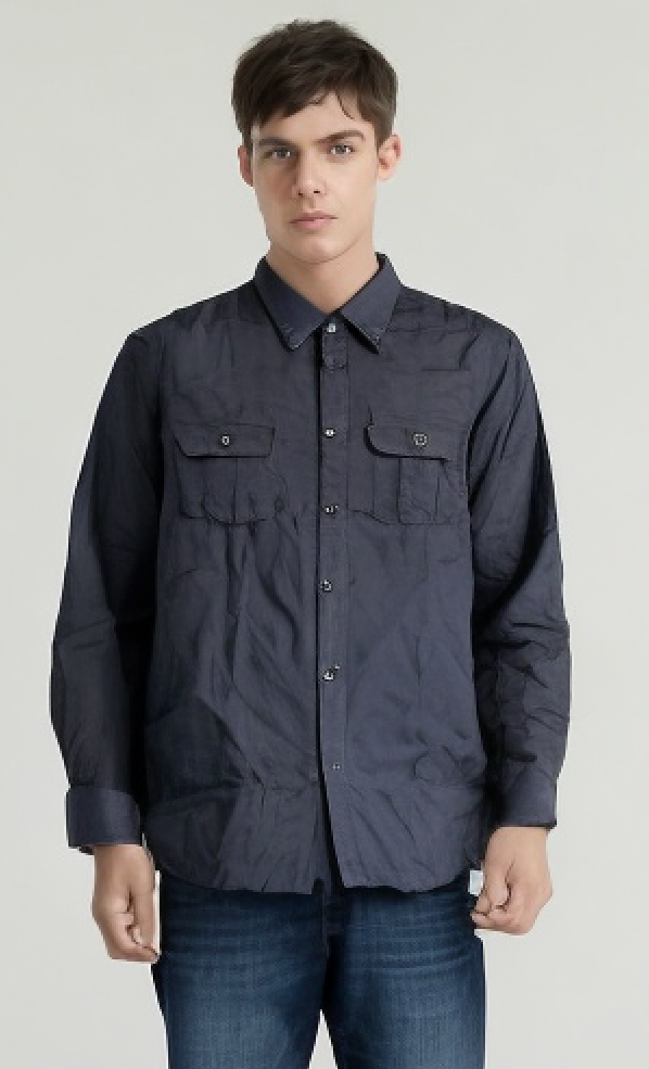 V563-BR-MPSLSLEV-M-ANTHCE-202503051740-00 Mens Plain Slim 100% Cotton Long Sleeve Shirt Button Up Stylish Business Casual - Anthracite - M - Image 1