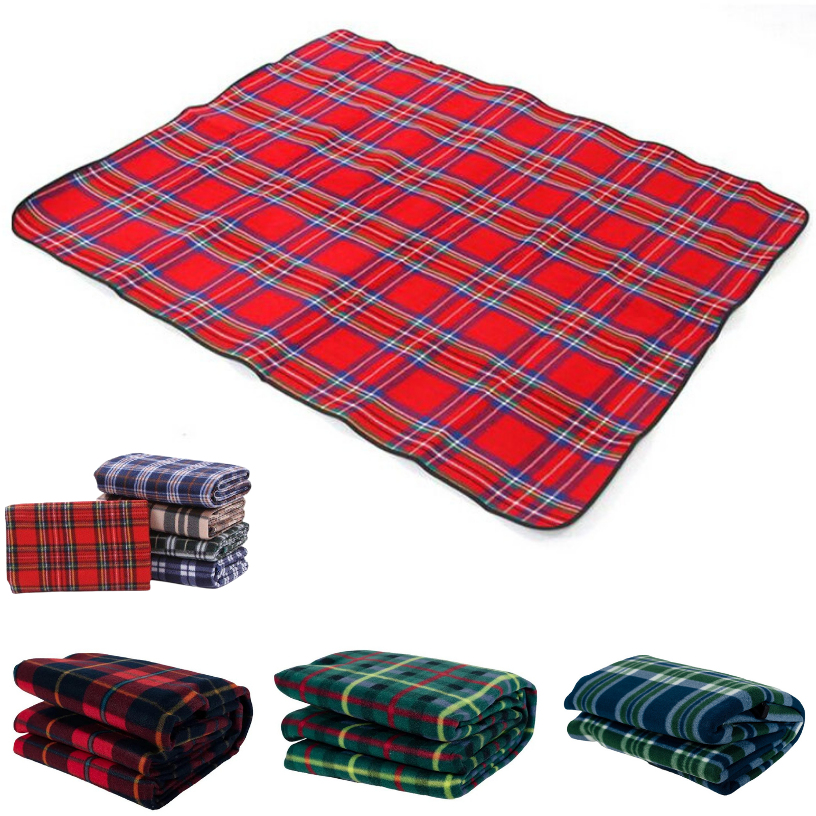 V563-BR-PCNCRUGMAT-202503051359-00 Picnic Rug Mat Blanket Outdoor Camping Waterproof Throw Travel Fleece Plaid - Assorted - Image 1