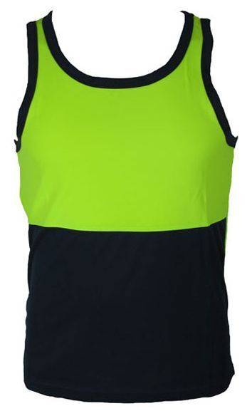 V563-BR-SINGLET-LME-XXL-202503051631-00 Hi Vis SINGLET Work Wear Safety Tank Top Fluro Micro Mesh UPF50+ High Visibility - Lime - XX-Large - Image 1