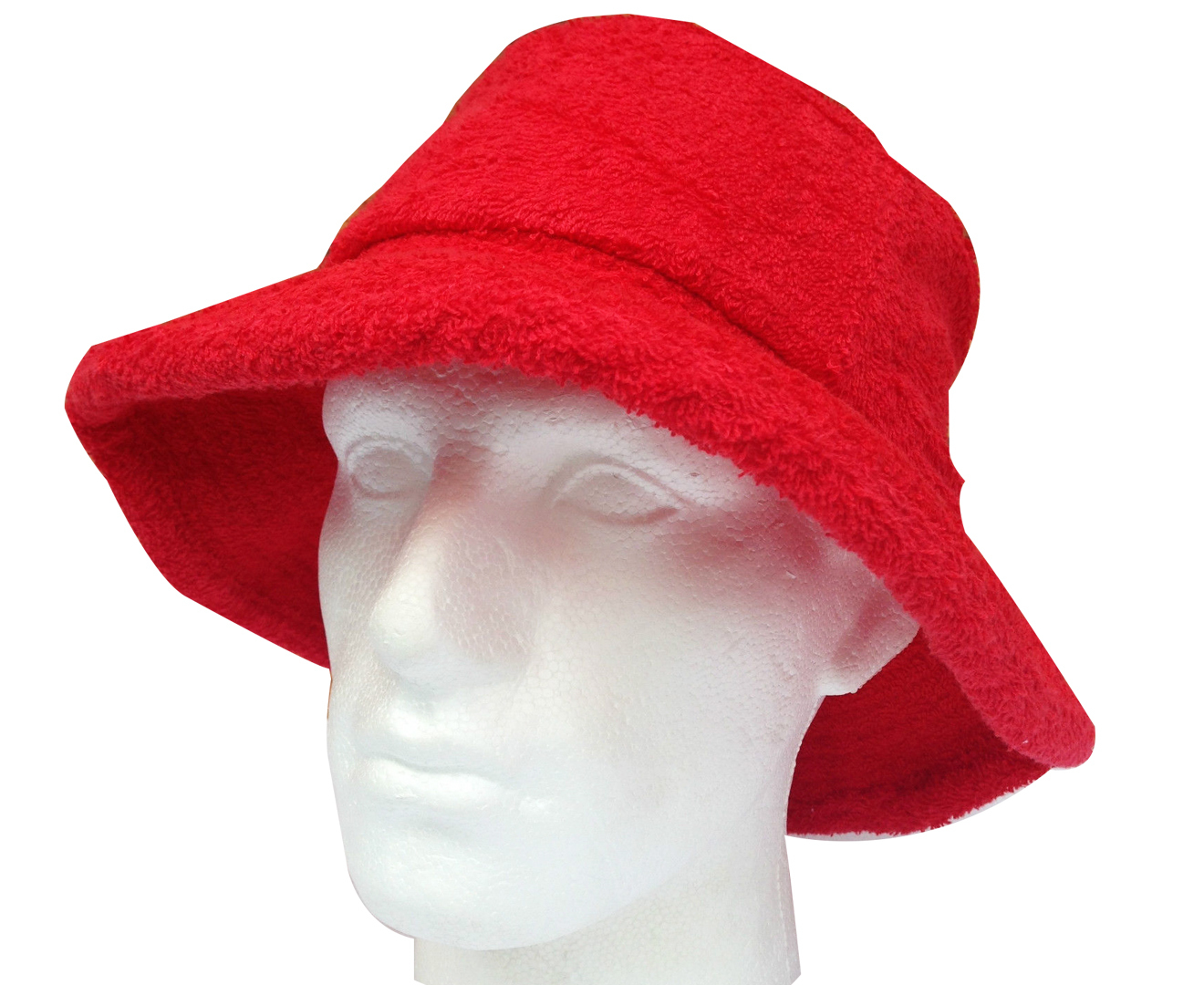 V563-BR-TTOWBUCKHAT-RED-XL-202503051706-00 Terry Towelling BUCKET HAT Daggy Fishing Camping Lad Cap Retro 100% COTTON - Red - X-Large - Image 1