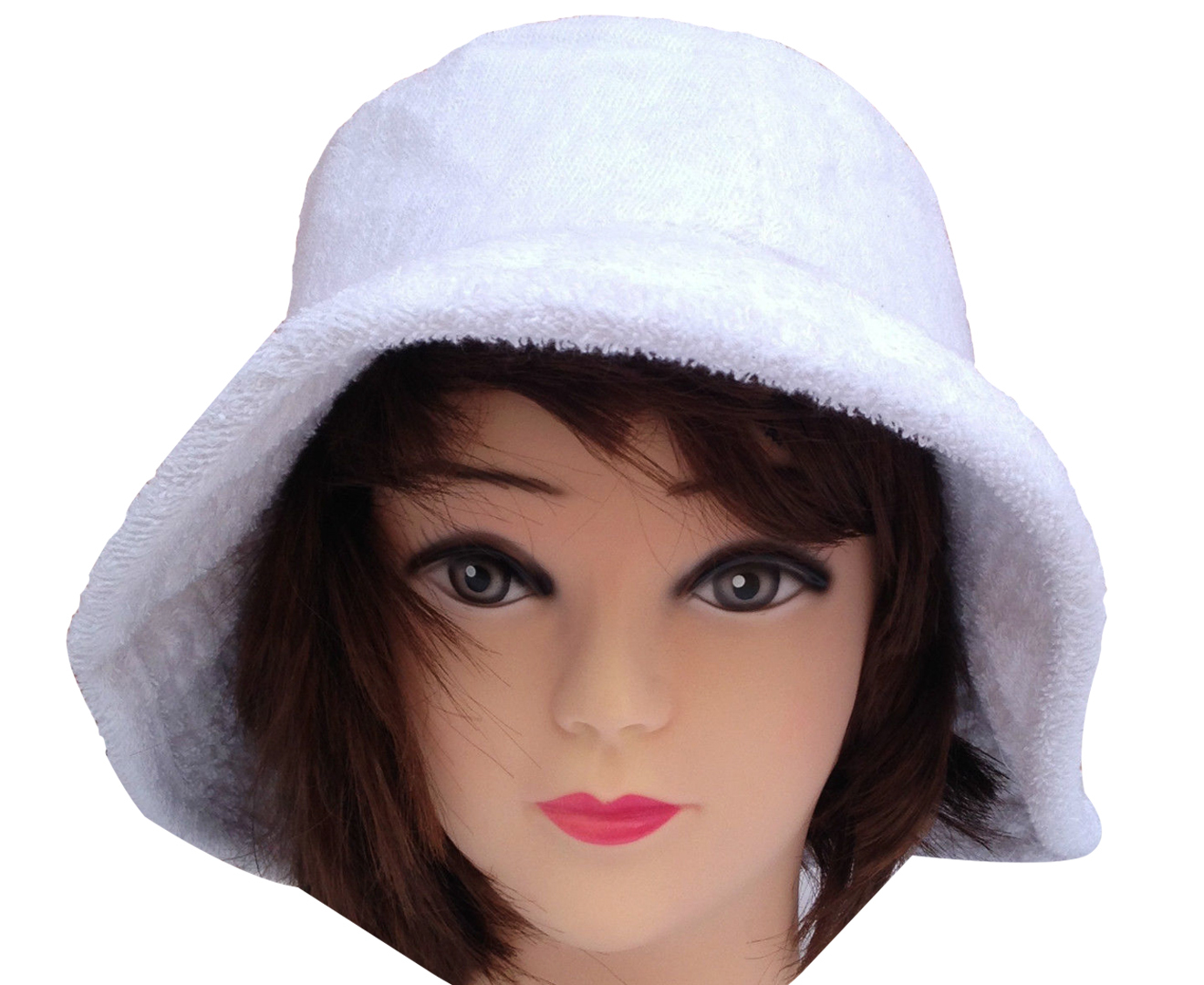 V563-BR-TTOWBUCKHAT-WHT-XXL-202503051711-00 Terry Towelling BUCKET HAT Daggy Fishing Camping Lad Cap Retro 100% COTTON - White - XXL - Image 1