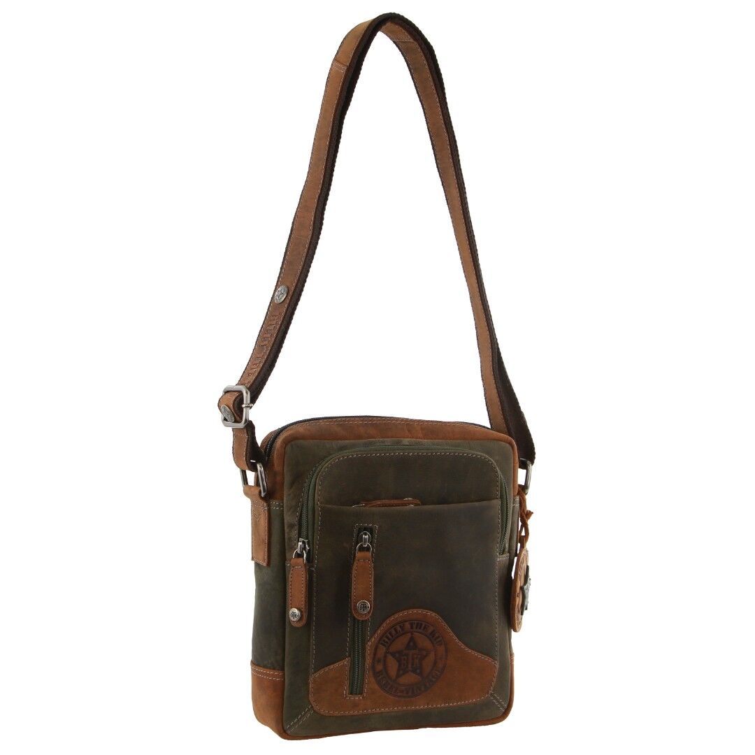 V563-BTK-26-202503061025-00 Billy The Kid Olive Leather Crossbody/Shoulder Bag - Image 1