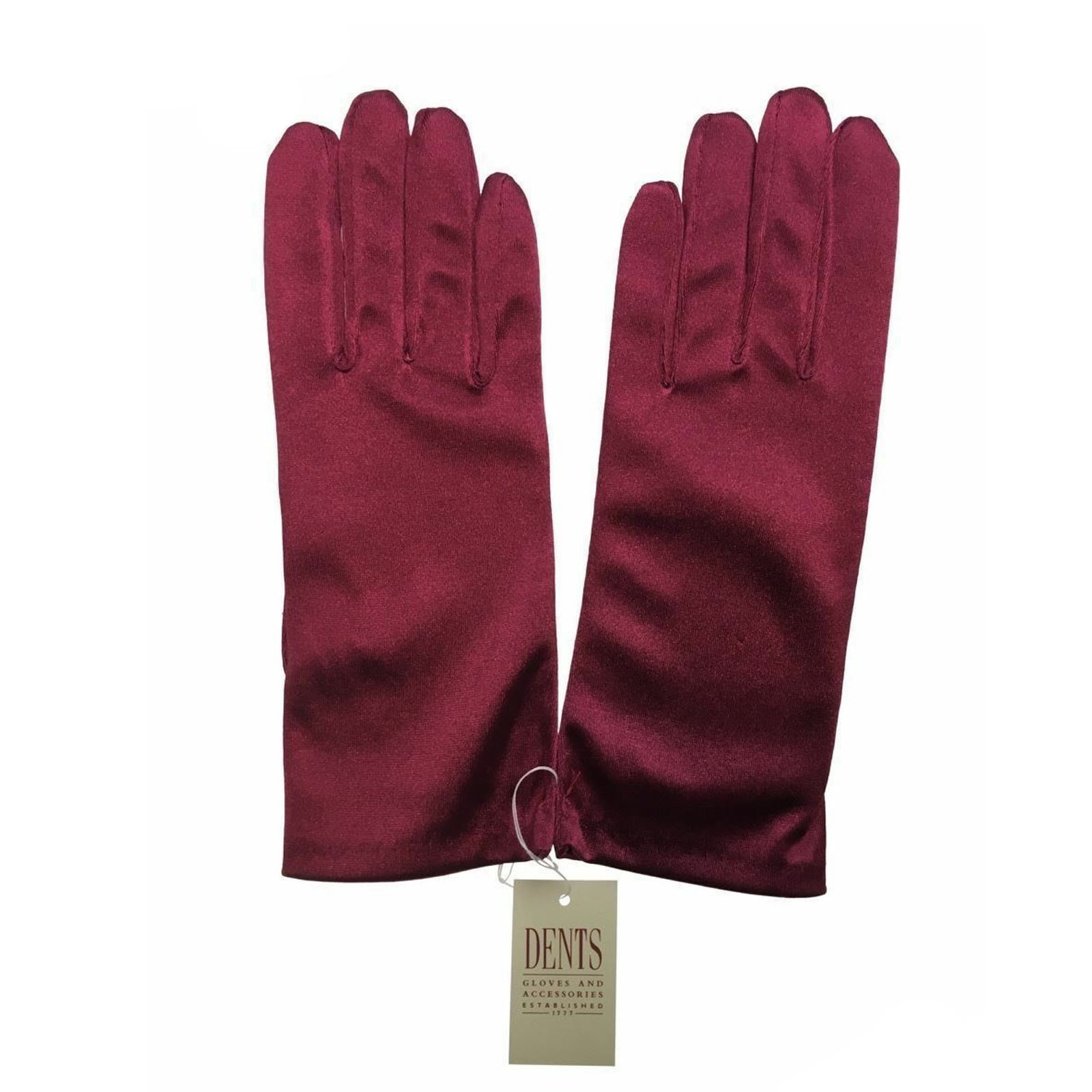 V563-DENTS-76-0002-WINERED-202507281319-00 DENTS Wrist Length Satin Evening Gloves Wedding Stretch Formal Bridal in Wine Red - Image 1