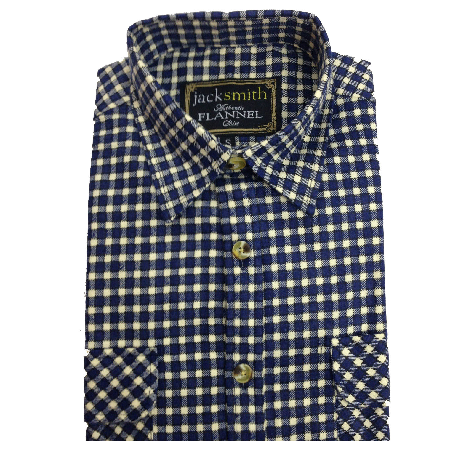 V563-FLSHT2015-FP49-S-202503051645-00 Mens FLANNELETTE SHIRT Check 100% COTTON Flannel Vintage Long Sleeve - 49 (Full Placket) - S - Image 1