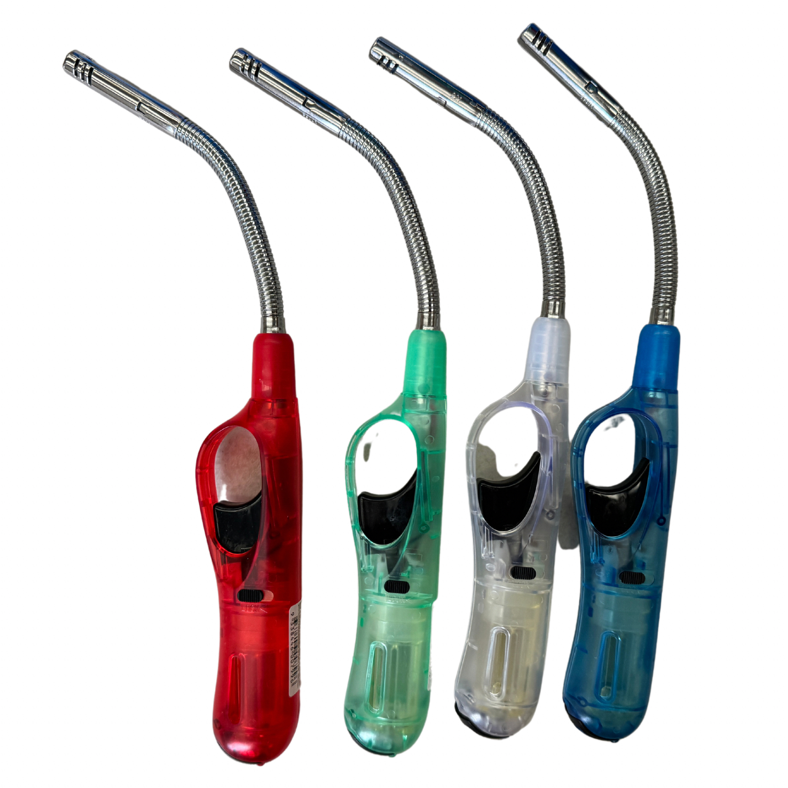 V563-HO-095-1PC-205049-00 1x Clear Flexible Gas Lighter for BBQ Kitchen Cigarette w/ Safety Lock - Assorted Colours - Image 1