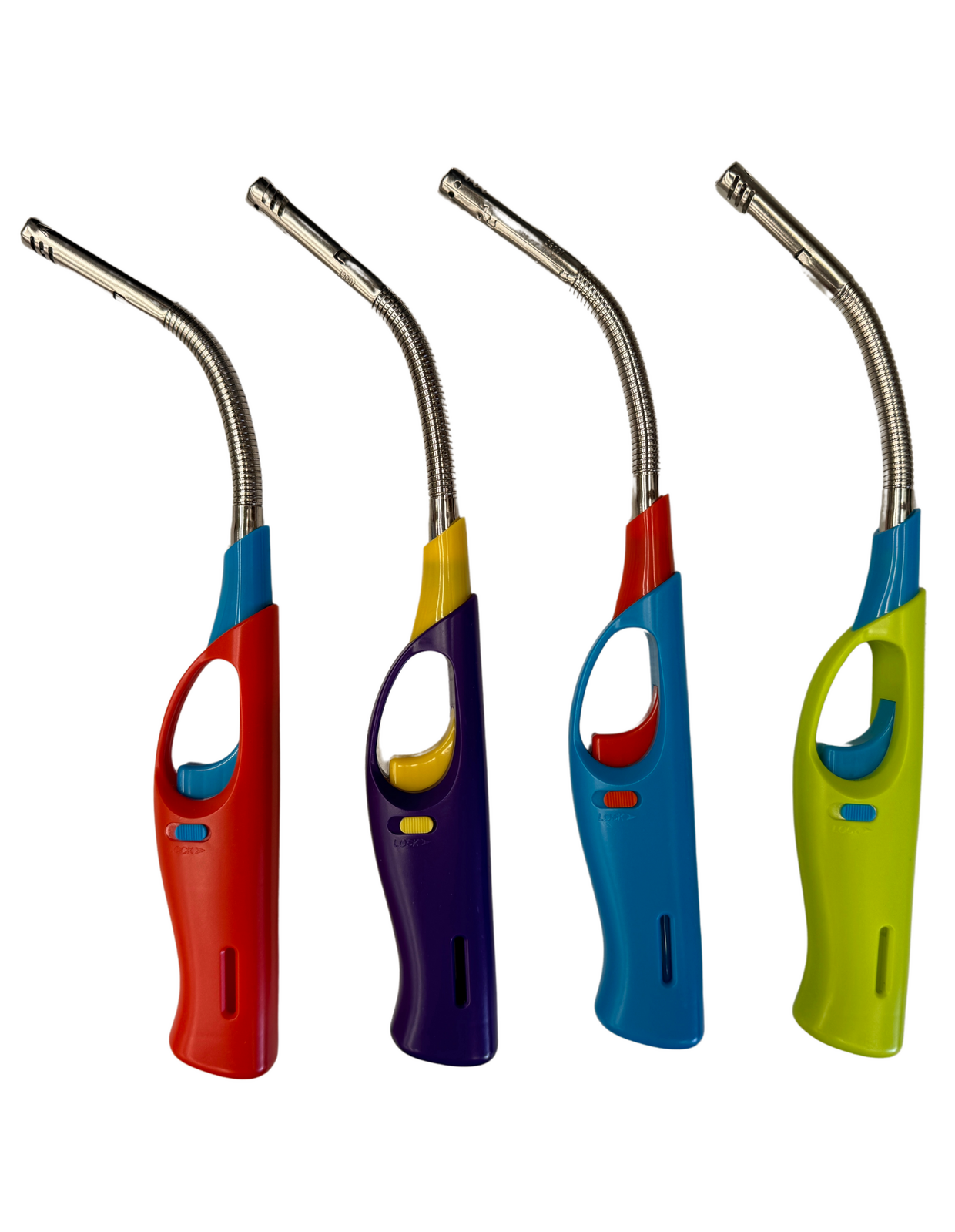 V563-HO-121-1PC-205090-00 1x Clear Flexible Gas Lighter for BBQ Kitchen Cigarette w/ Safety Lock - Assorted Colours - Image 1