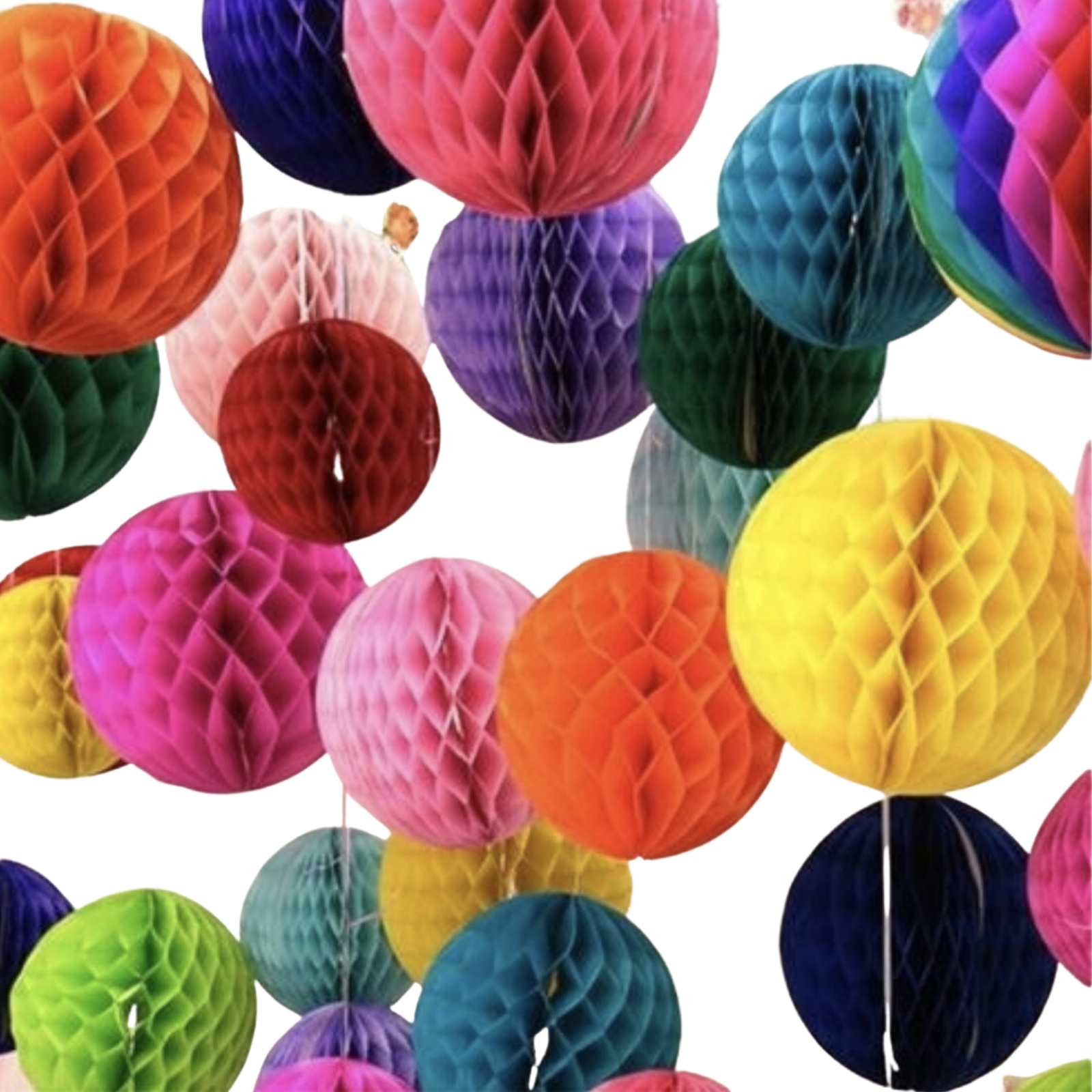 V563-HONEYCOMB_BALL_ASST_12PCS-174140-00 12x HONEYCOMB BALL Tissue Paper Ball Lantern Decor Wedding Party Birthday Bulk - Image 1