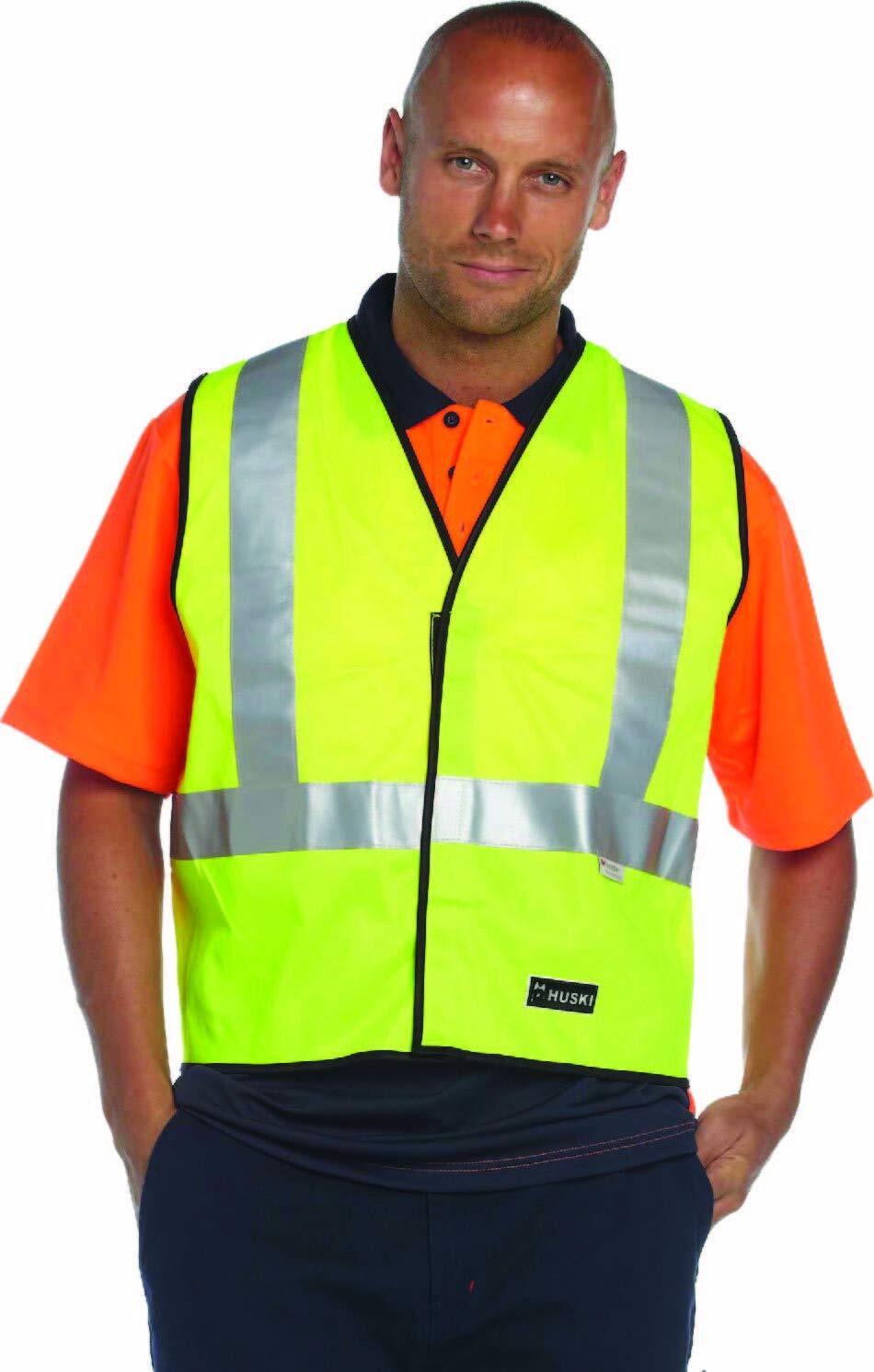 V563-HUSKI-918094-YLW-L-202503051720-00 HUSKI Hi Vis Patrol Vest 3M Reflective Tape Safety Workwear High Visibility - Yellow - L - Image 1