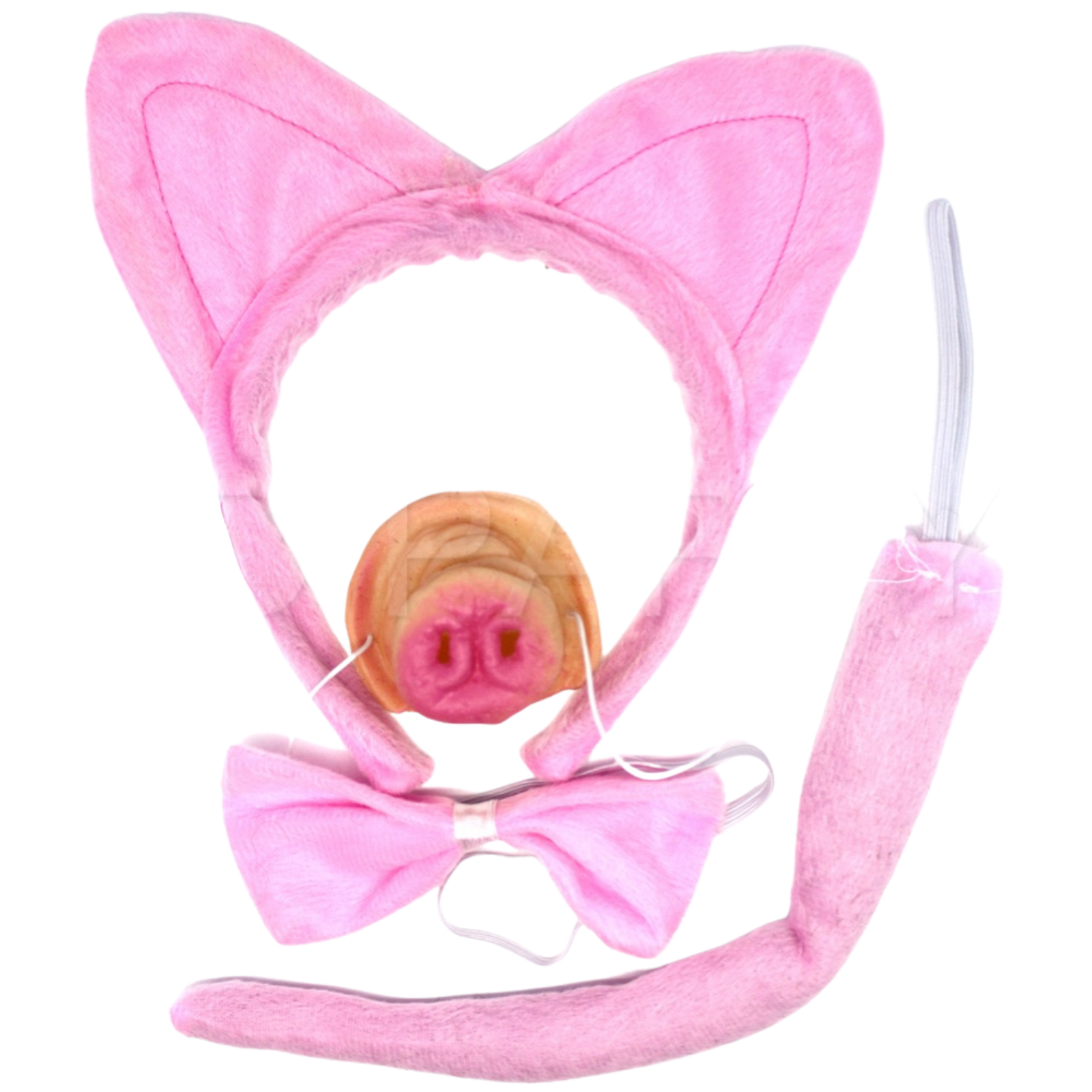 V563-JD-17300-184328-00 4pcs PIGGY SET Party Costume Accessories Animal Headband Bow Tie Nose Halloween - Image 1