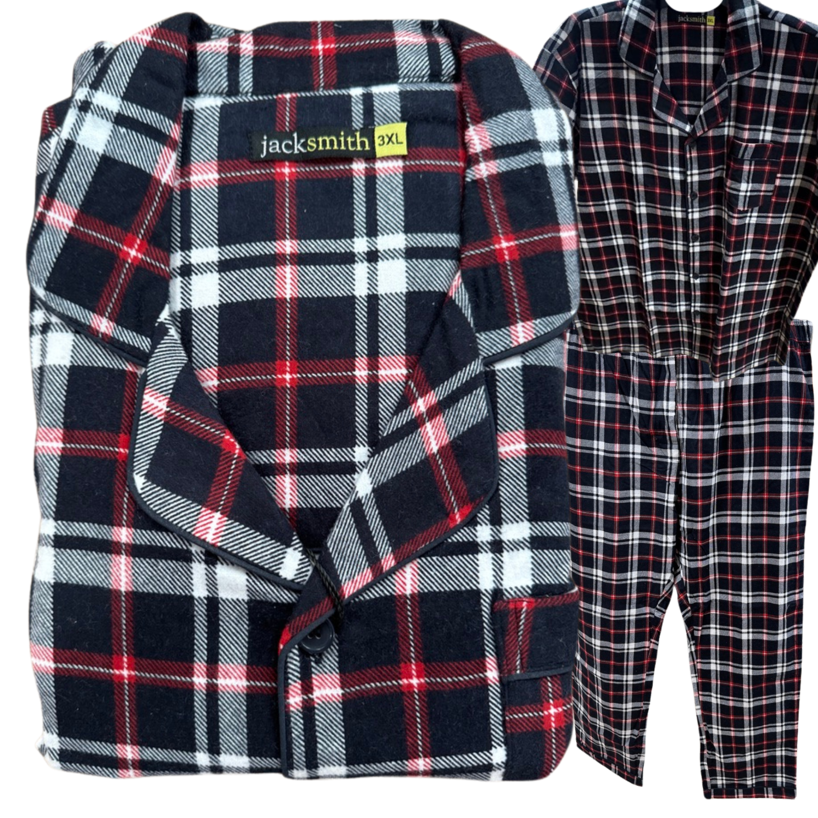 V563-JSPJ38-90-6XL-202503051426-00 Mens Plus Size Flannelette Pyjamas 100% Cotton PJs Set Top Pants in Red Check - 6XL - Image 1