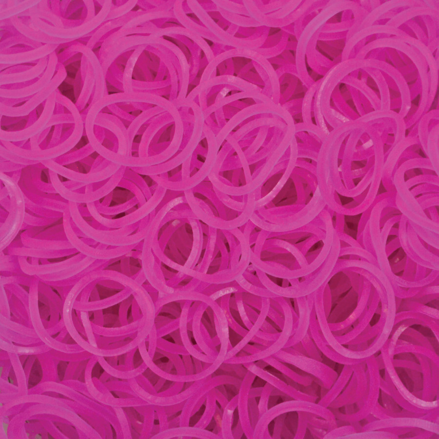 V563-LOOMBANDS-4800-PLNHTPNK-205097-00 4800 LOOM BANDS Rubber Refill Kit DIY Magical Bracelet 192 S Clips 16 Hooks BULK - Plain Hot Pink - Image 1