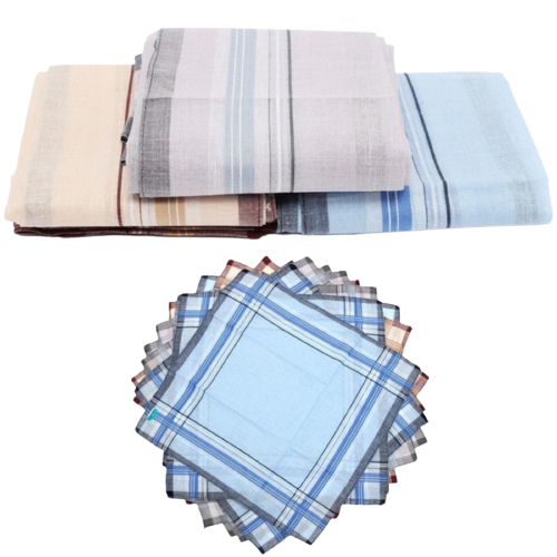 V563-MENSHANDKERCHIEFS-1PK-202503051406-00 Mens HANDKERCHIEFS 100% Cotton Pocket Square Hanky Handkerchief 35x35cm - 4 Hankies - Image 1