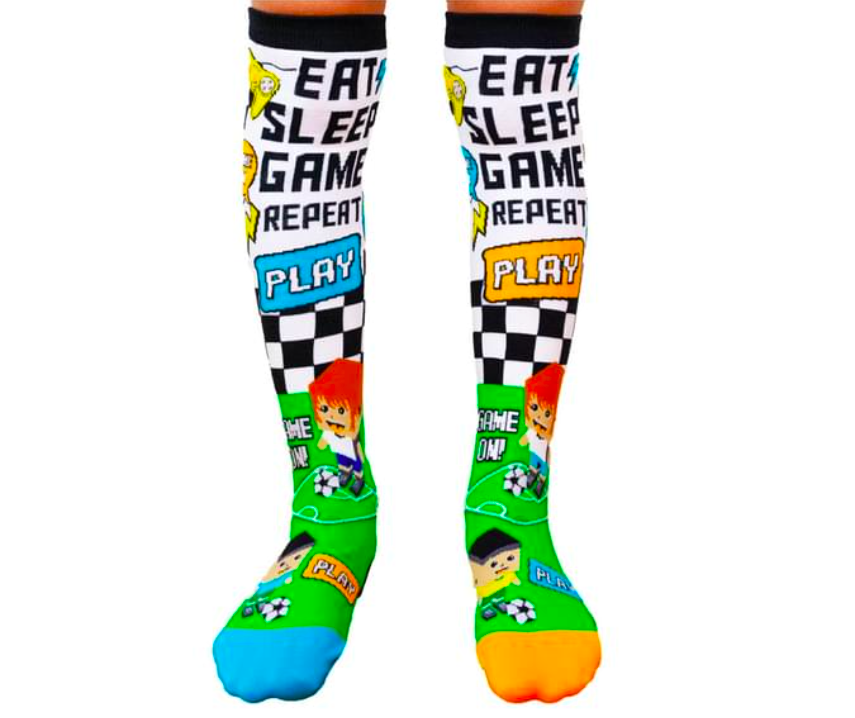 V563-MM128-T-202506020826-00 Video Game Toddler Long Knee High Socks - Boy's Unisex Pair - Multicolour - Image 1