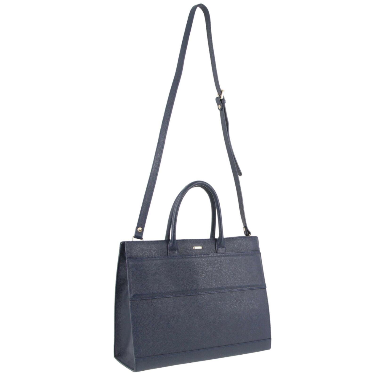 V563-MO-3158_NVY-202506201154-00 Morrissey Italian Structured Leather Tote Unisex Computer Bag Handbag - Navy - Image 1