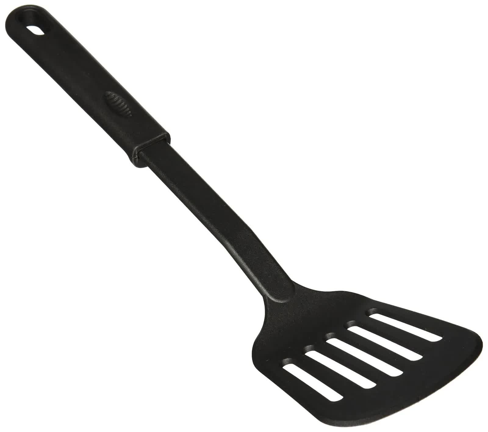 V563-NYLON_SPATULA-202506190512-00 32cm Nylon Slotted Non-Stick Serving Spatula Cooking Tool Utensil in Black - Image 1