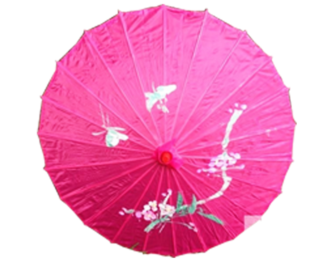 V563-PARASOLUMB-HTPNK-202503051635-00 PARASOL UMBRELLA Chinese Japanese Bamboo Flower Pattern Fabric 80cm Diameter - Hot Pink - Image 1