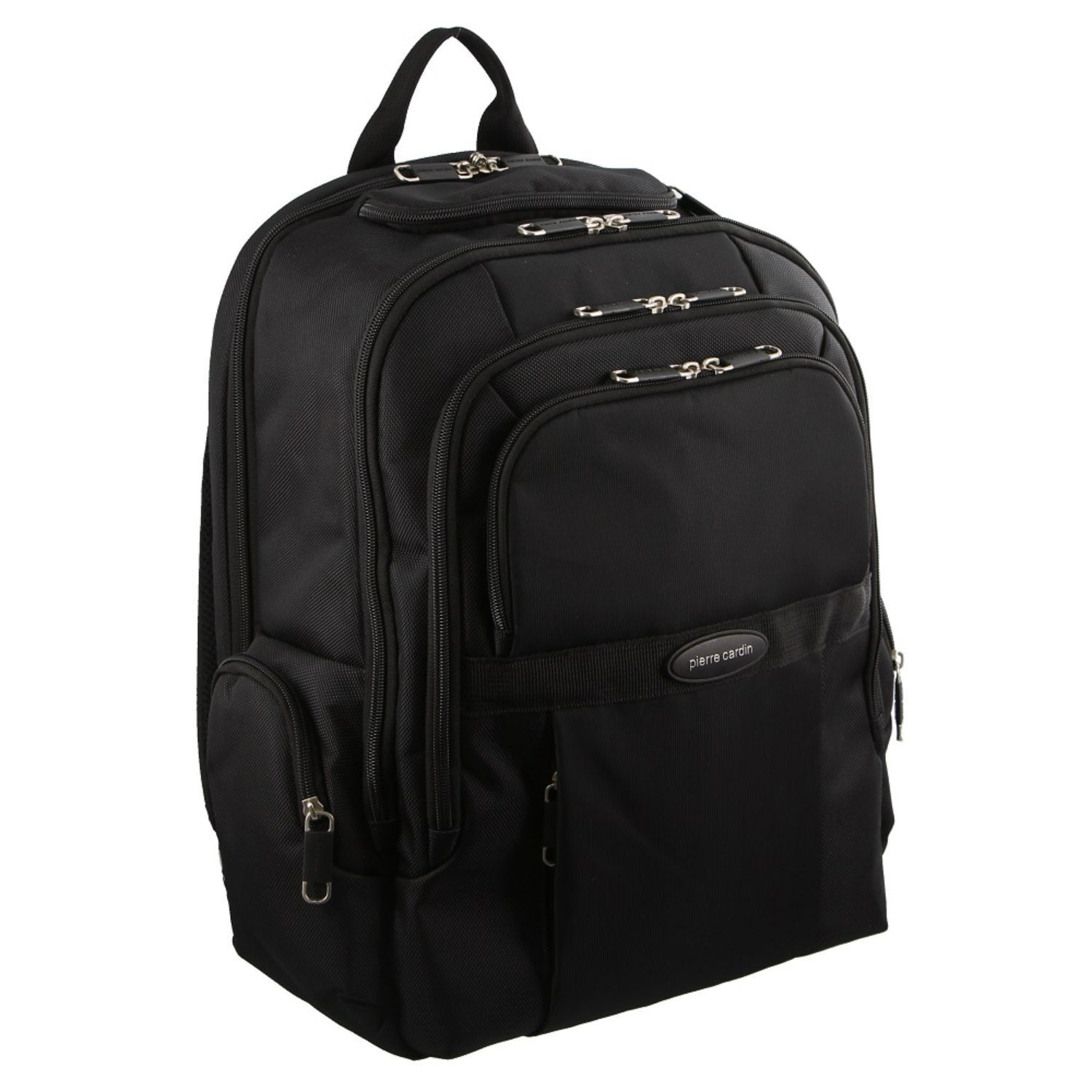 V563-PC-2649-BLK-174390-00 Pierre Cardin 30L Large Padded Backpack Bag w 13" Laptop Sleeve Travel Luggage - Black - Image 1
