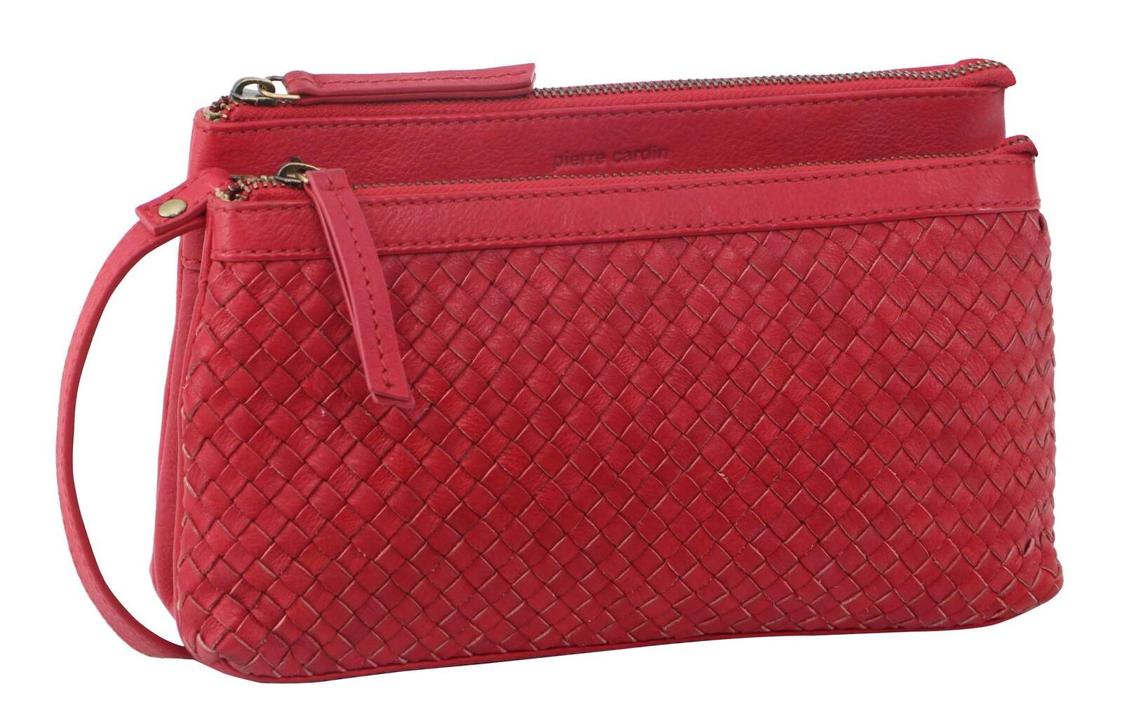 V563-PC-3283-RED-174306-00 Pierre Cardin Woven Ladies Crossbody/ Clutch Bag - Red - Image 1