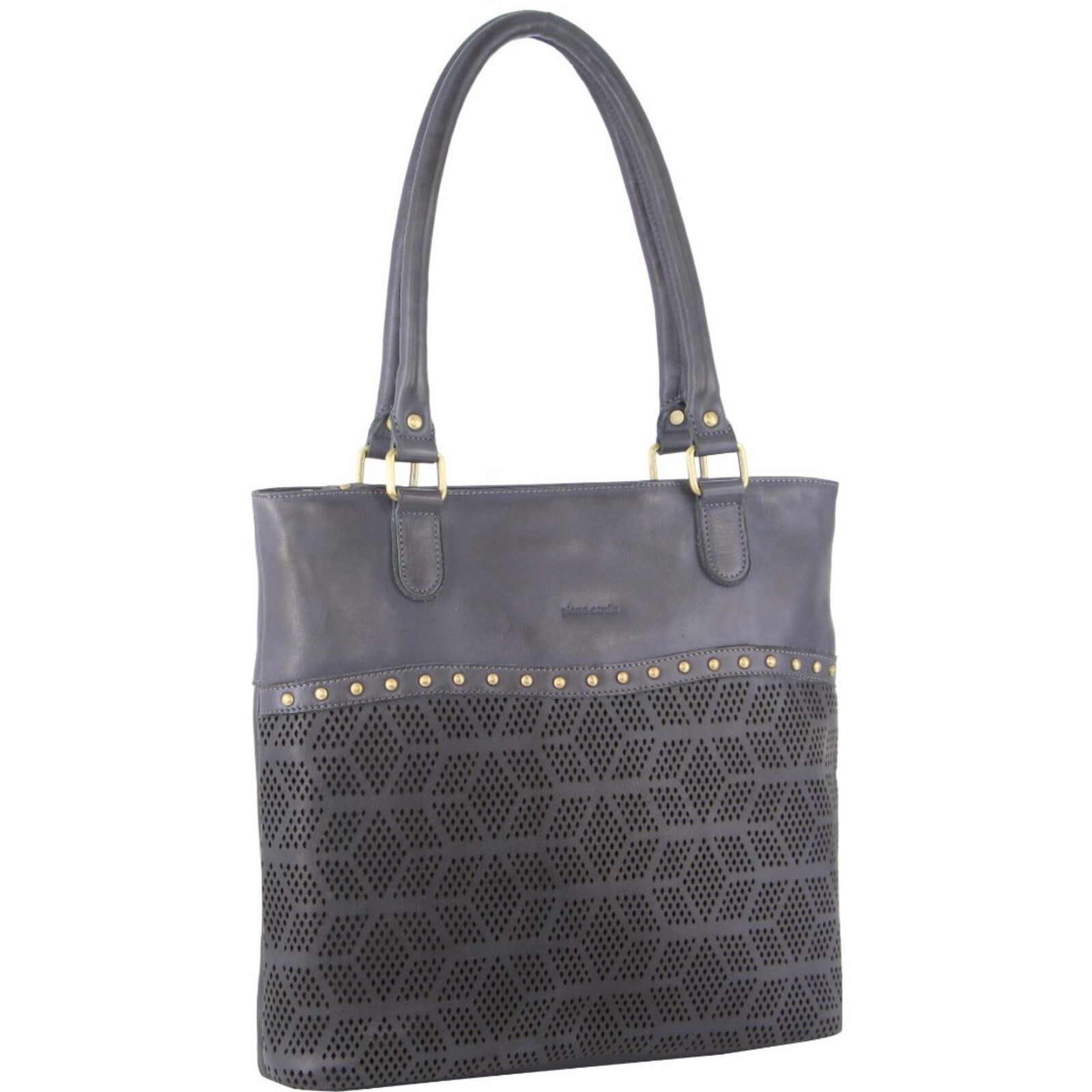 V563-PC-3346-TEAL-174200-00 Pierre Cardin Womens Leather Perforated Shoulder Bag with stud Detailing - Teal - Image 1