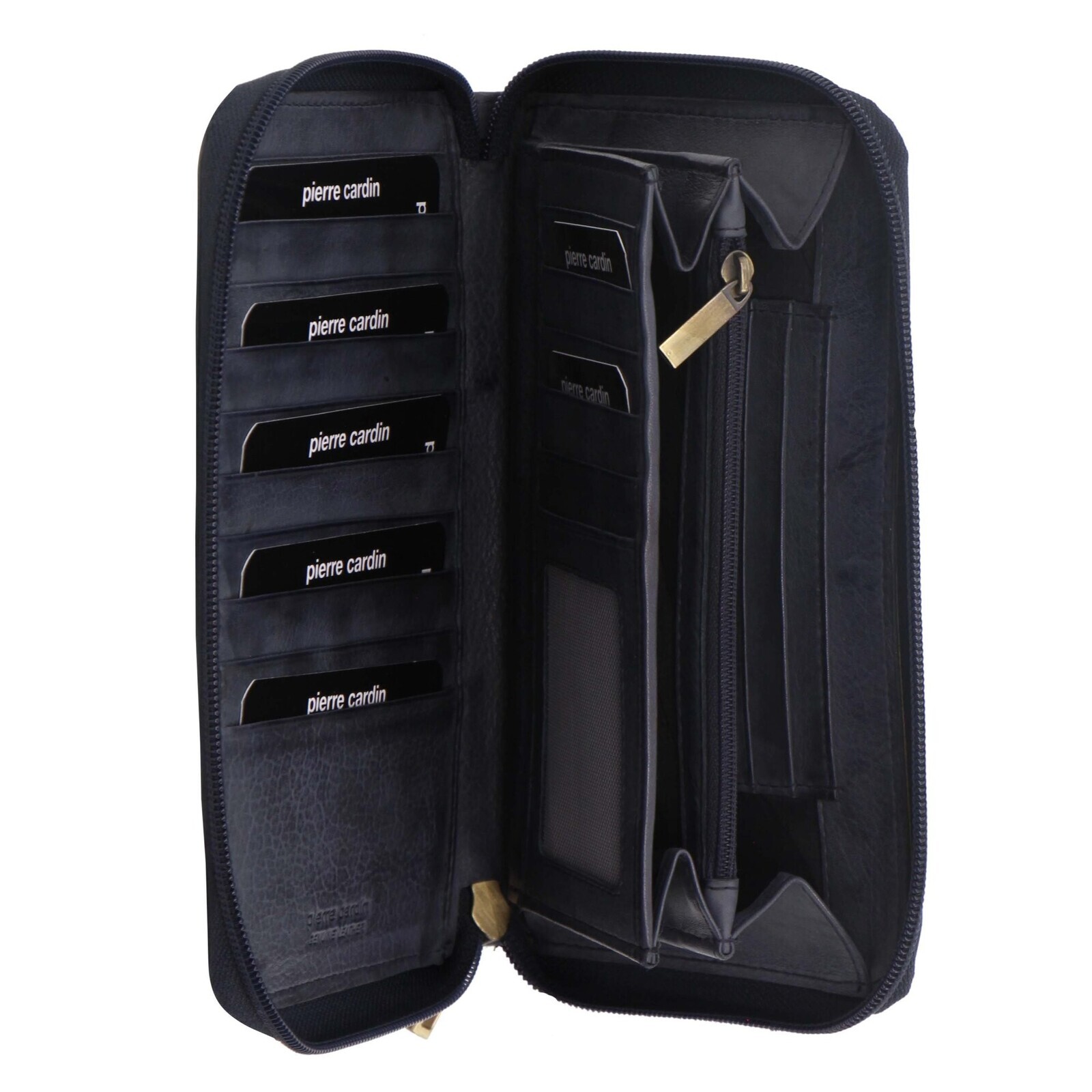 V563-PC-3350-TEAL-174216-00 Pierre Cardin Perforated Leather Ladies Zip Around Wallet - Teal - Image 1