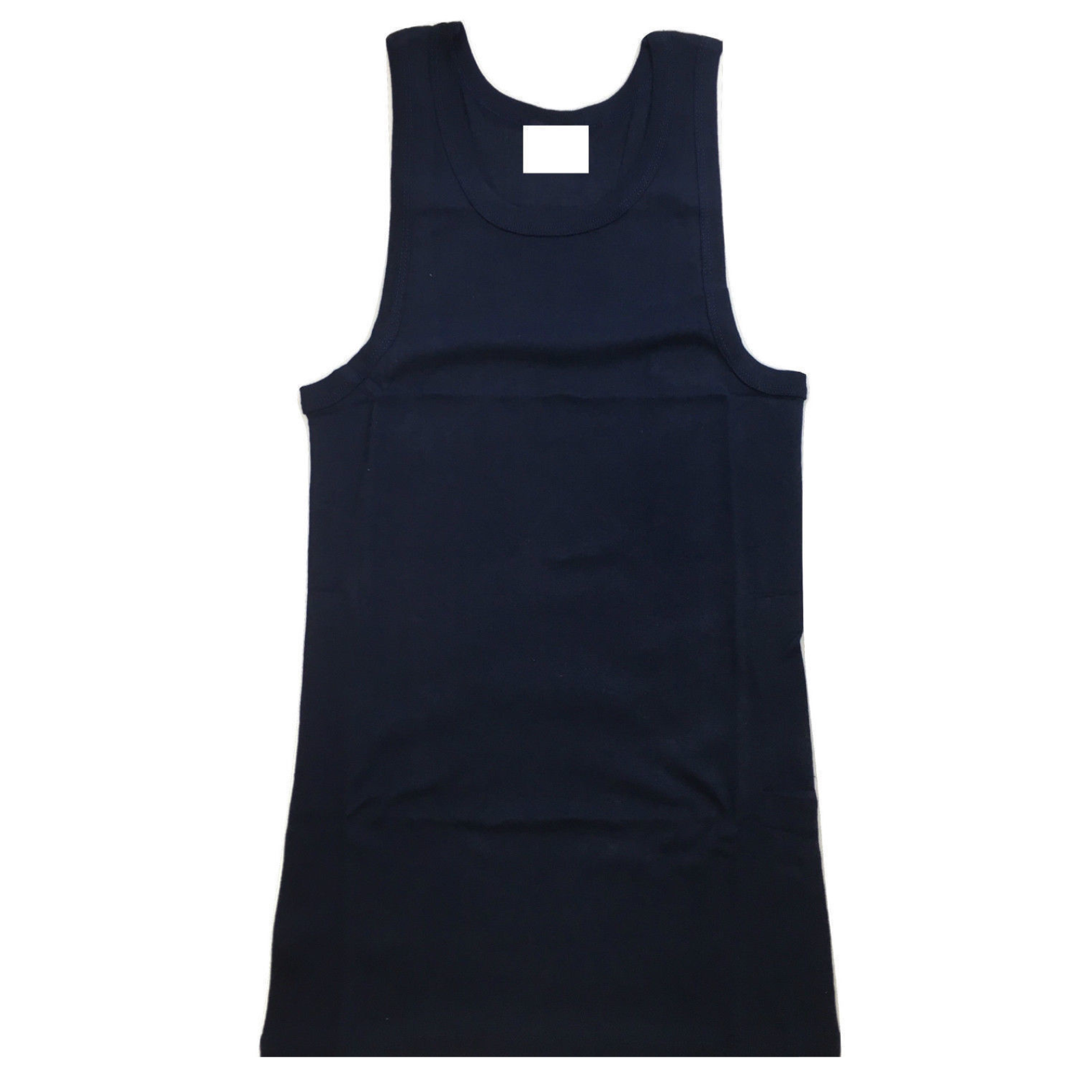 V563-PLAINSINGLET-NVY-S-202503030910-00 Mens PLAIN SINGLET 100% Cotton Blank Slim Tank Top Gym Basic Casual S-3XL - Navy - S - Image 1